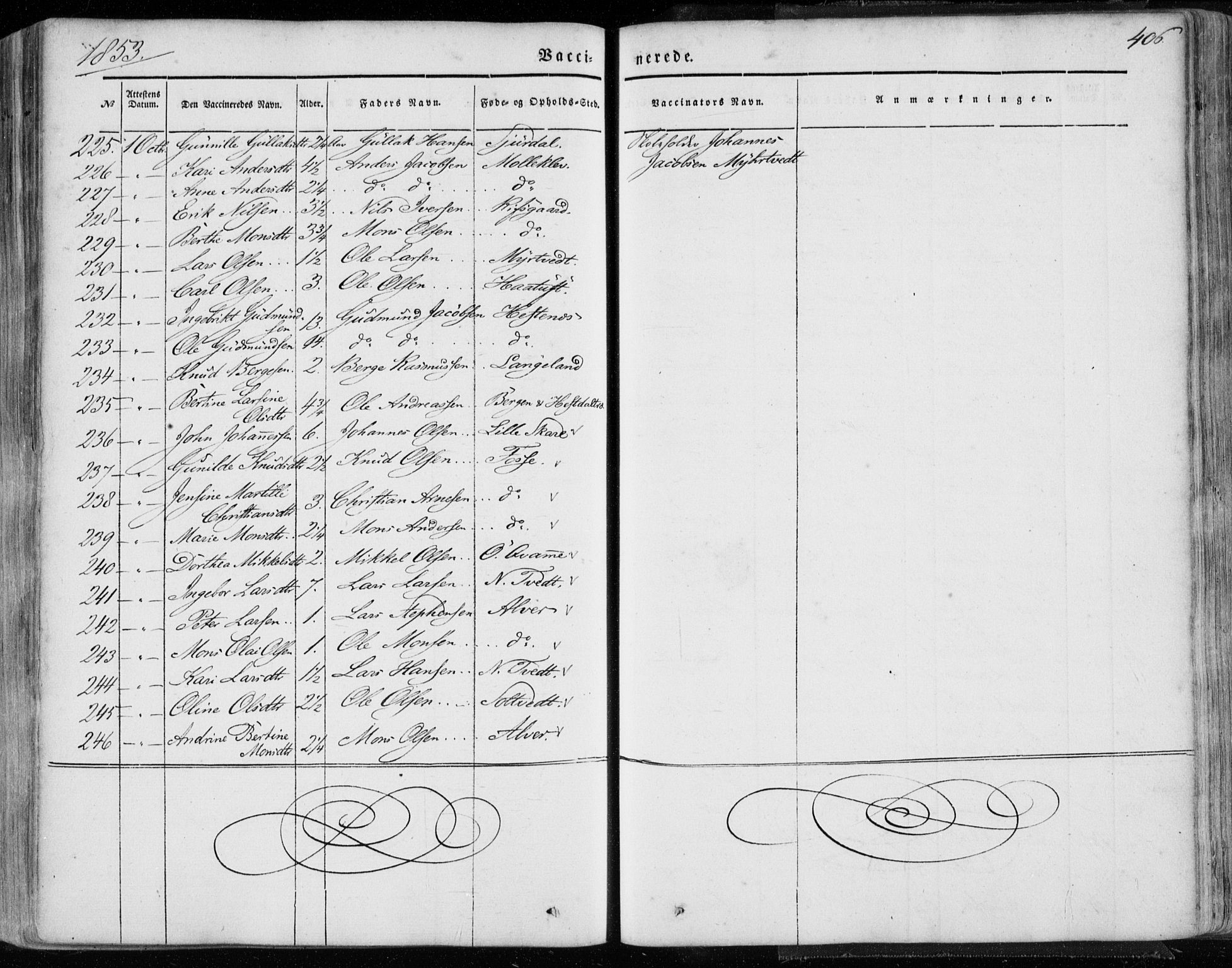 Hamre sokneprestembete, AV/SAB-A-75501/H/Ha/Haa/Haaa/L0013: Parish register (official) no. A 13, 1846-1857, p. 406