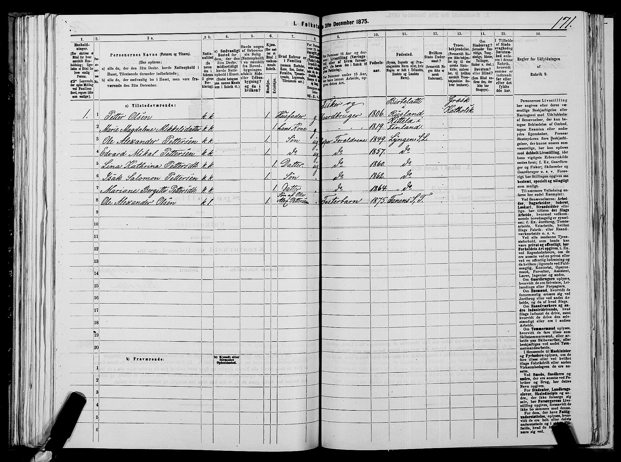 SATØ, 1875 census for 2025P Tana, 1875, p. 1171