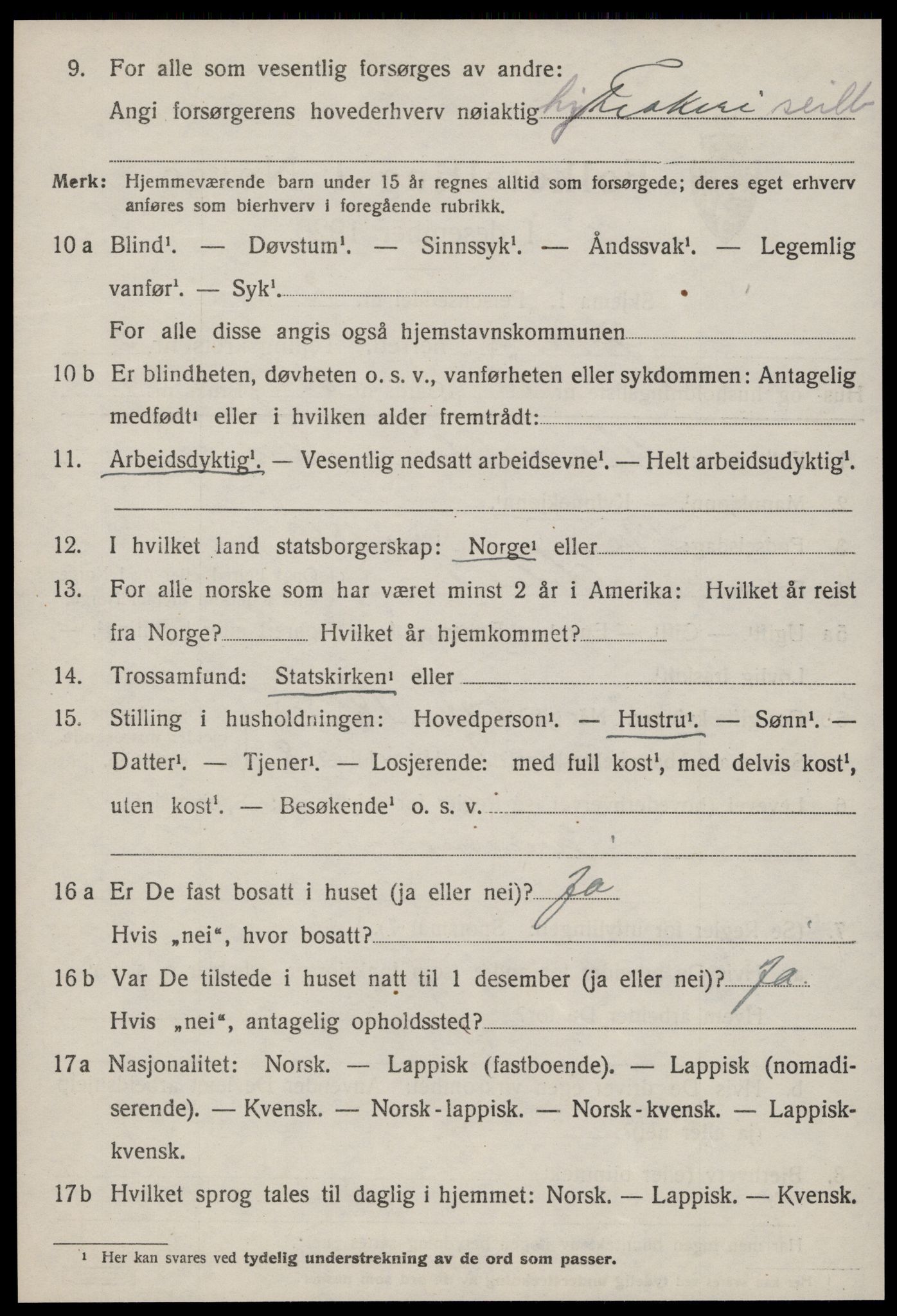 SAT, 1920 census for Ørland, 1920, p. 2644