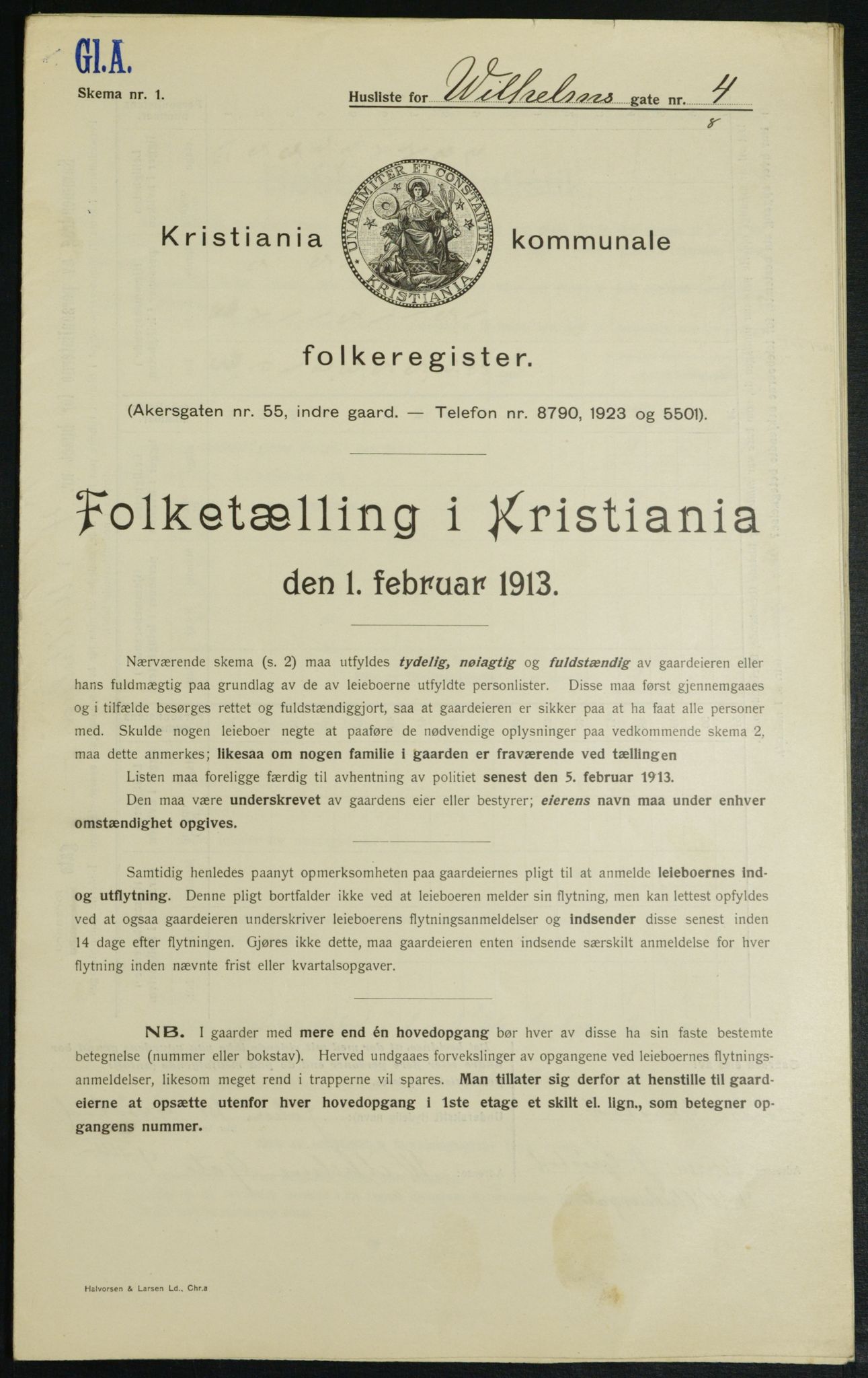 OBA, Municipal Census 1913 for Kristiania, 1913, p. 128081