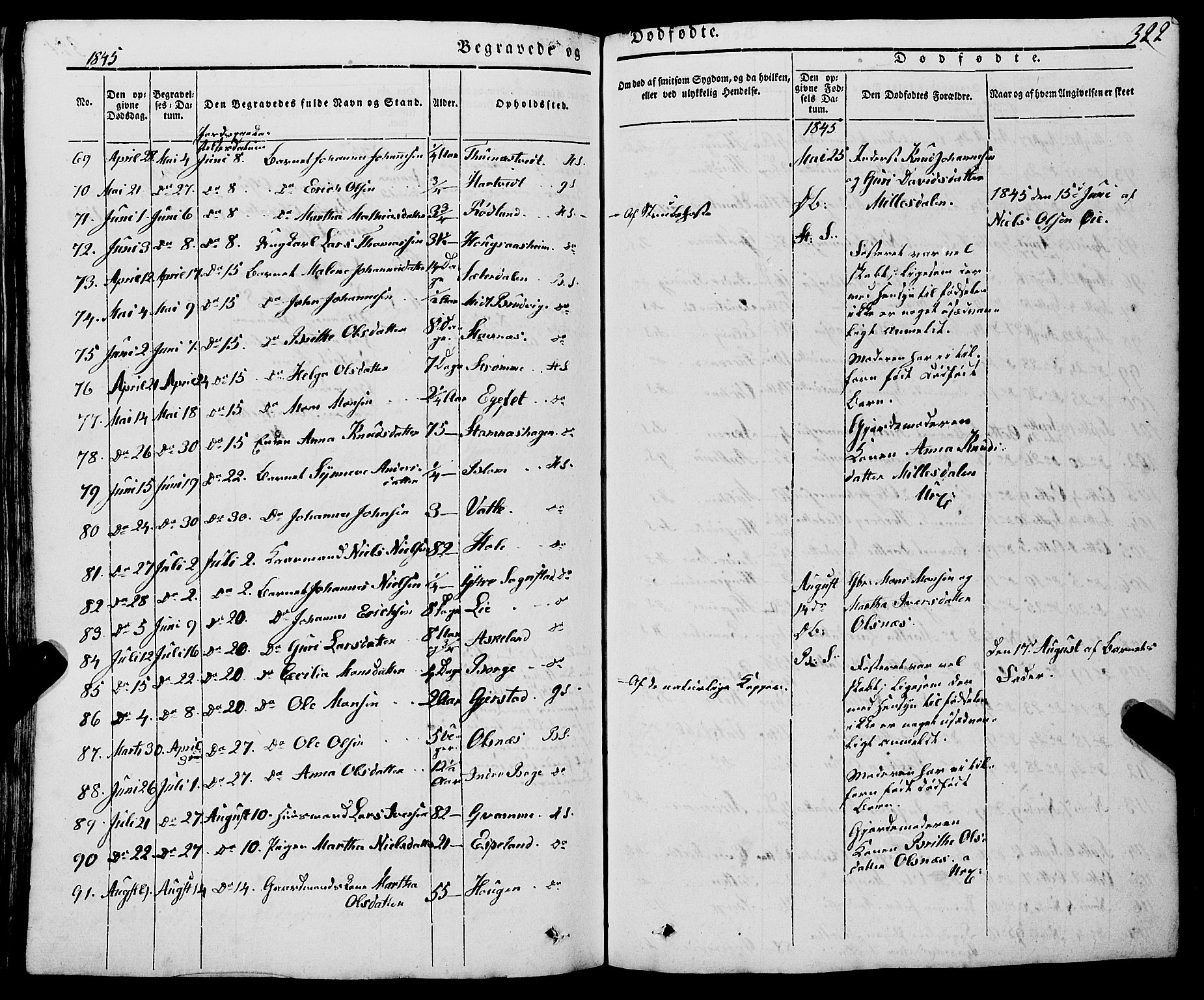 Haus sokneprestembete, AV/SAB-A-75601/H/Haa: Parish register (official) no. A 15, 1838-1847, p. 322