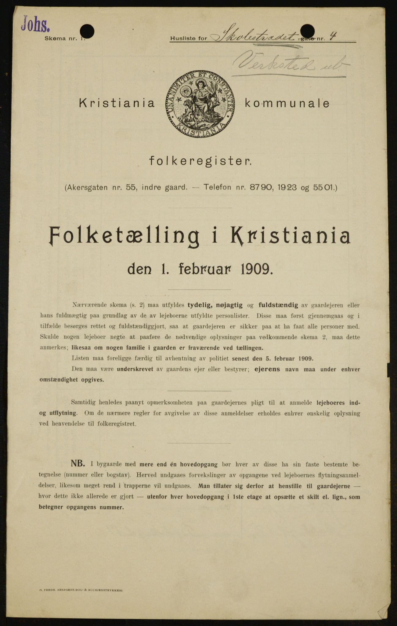 OBA, Municipal Census 1909 for Kristiania, 1909, p. 87388