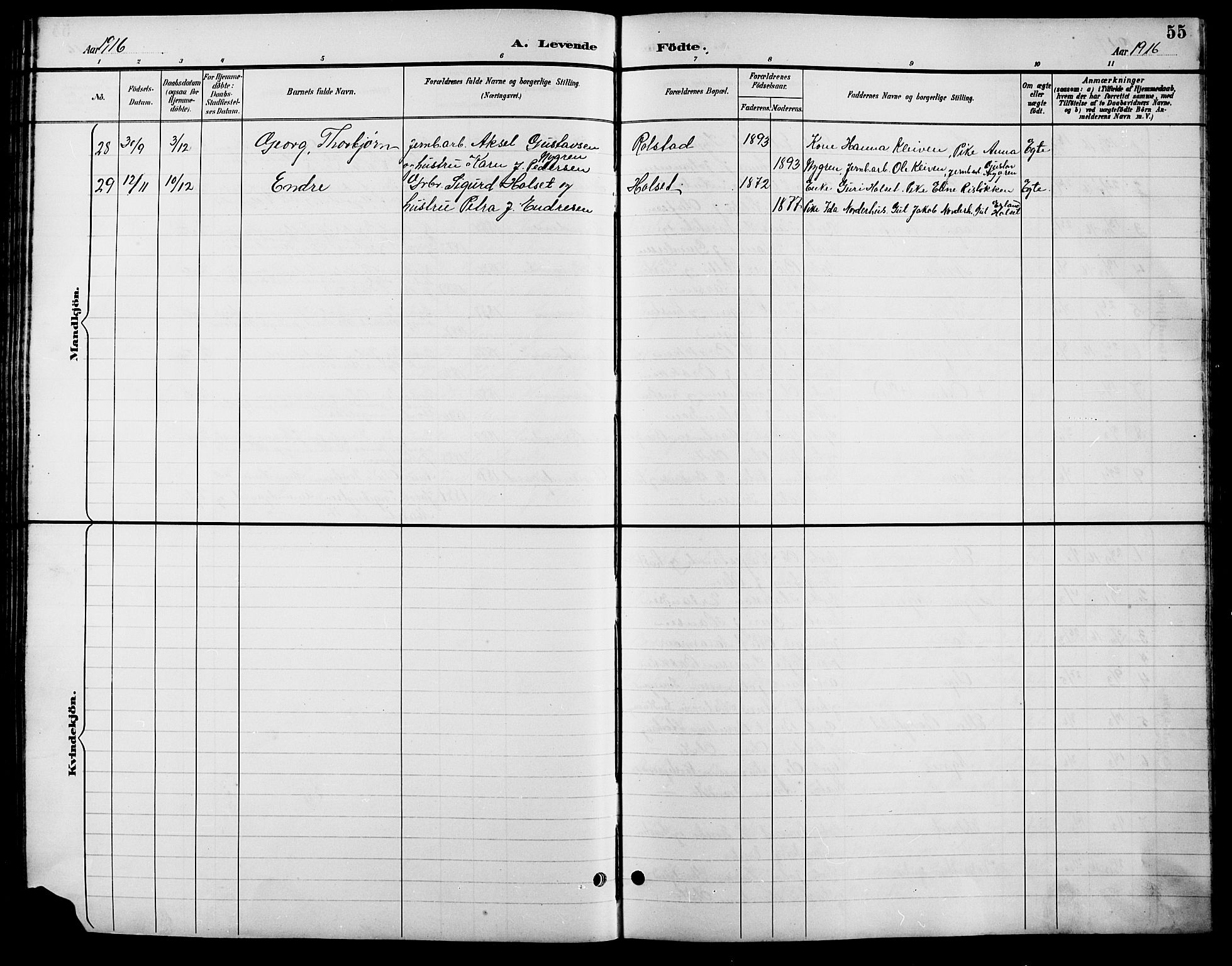 Lesja prestekontor, SAH/PREST-068/H/Ha/Hab/L0007: Parish register (copy) no. 7, 1895-1919, p. 55