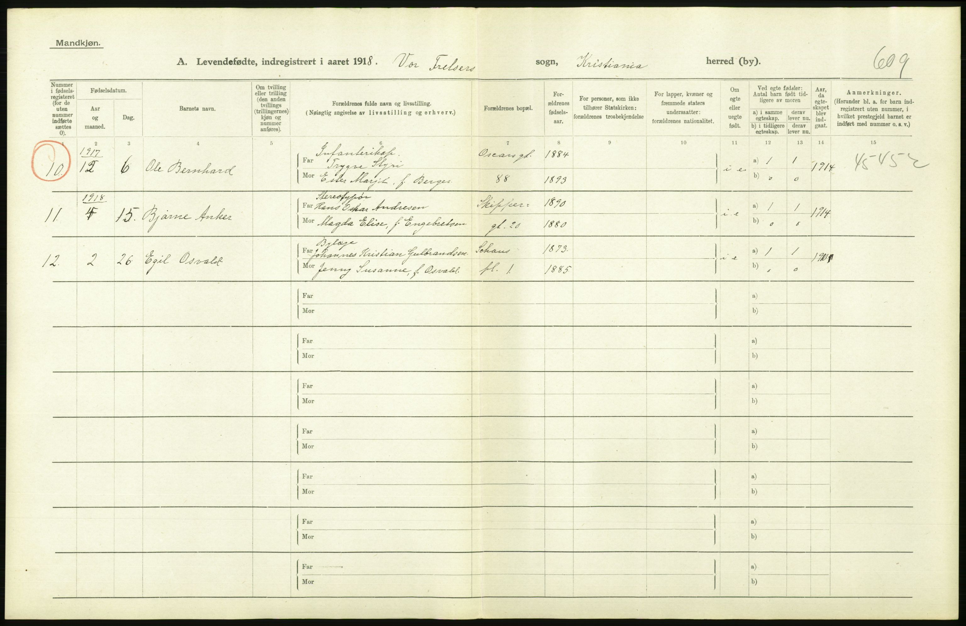 Statistisk sentralbyrå, Sosiodemografiske emner, Befolkning, AV/RA-S-2228/D/Df/Dfb/Dfbh/L0008: Kristiania: Levendefødte menn og kvinner., 1918, p. 554