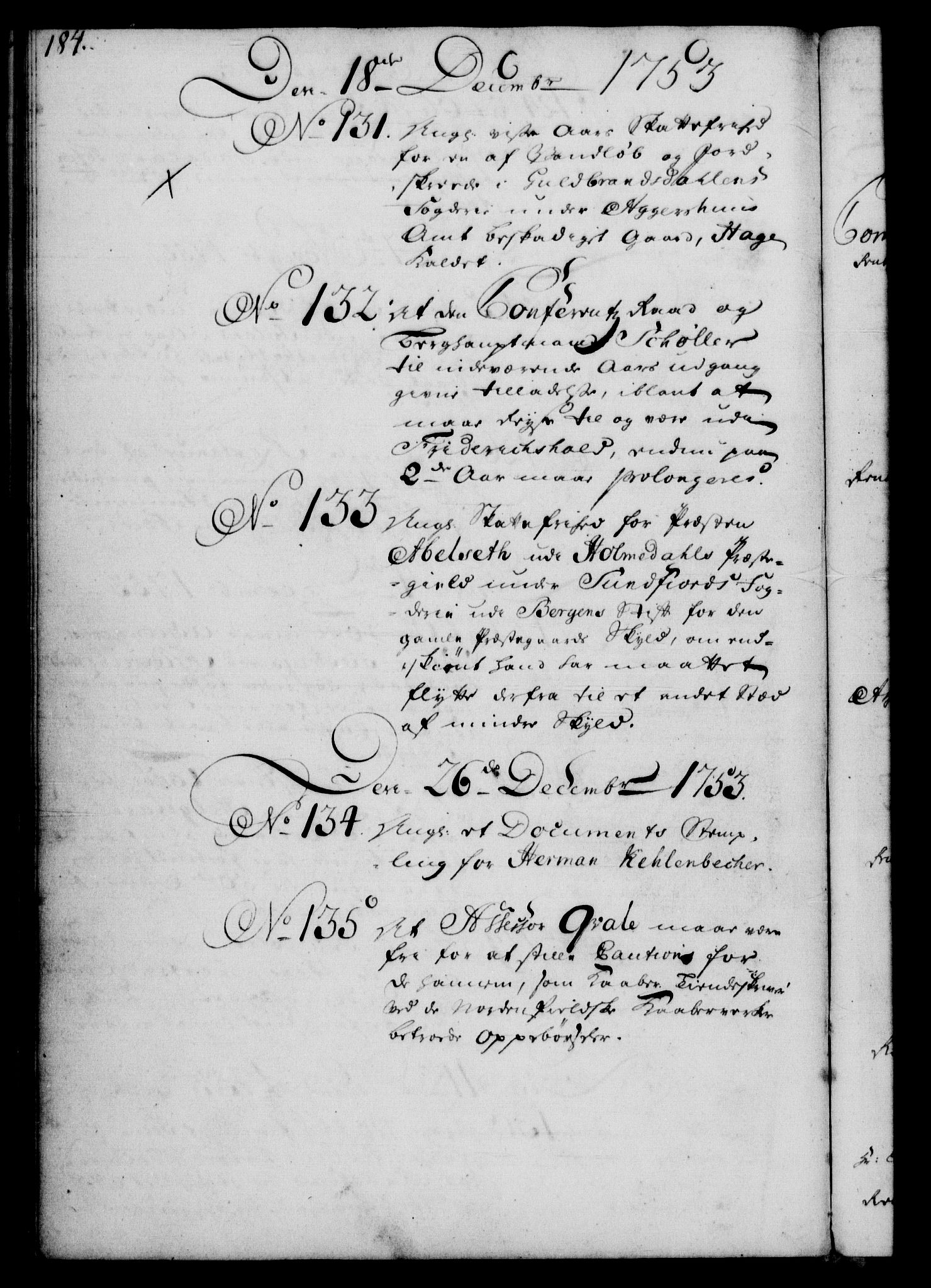 Rentekammeret, Kammerkanselliet, RA/EA-3111/G/Gf/Gfb/L0005: Register til norske relasjons- og resolusjonsprotokoller (merket RK 52.100), 1744-1754, p. 184