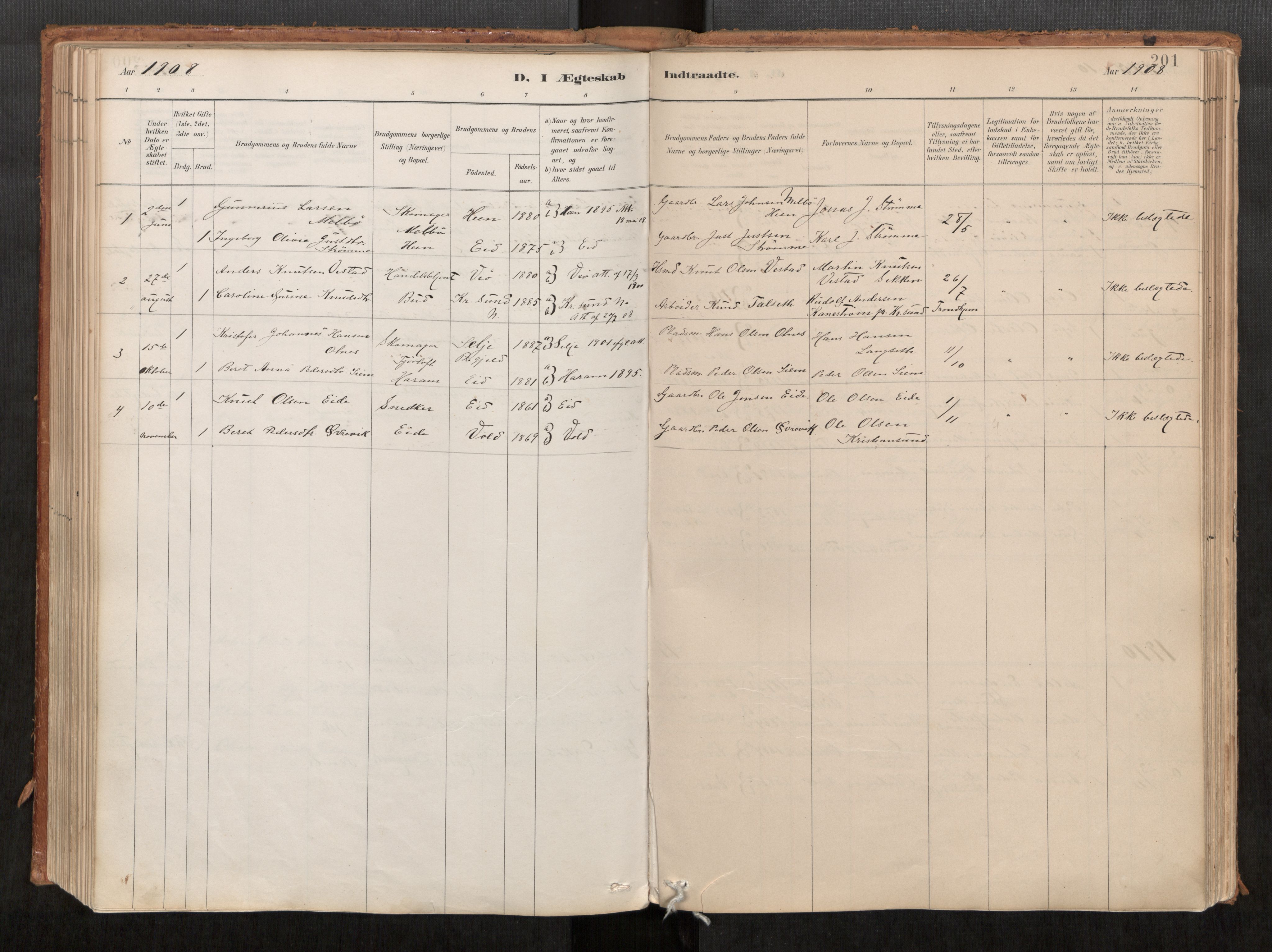 Ministerialprotokoller, klokkerbøker og fødselsregistre - Møre og Romsdal, AV/SAT-A-1454/542/L0553: Parish register (official) no. 542A03, 1885-1925, p. 201