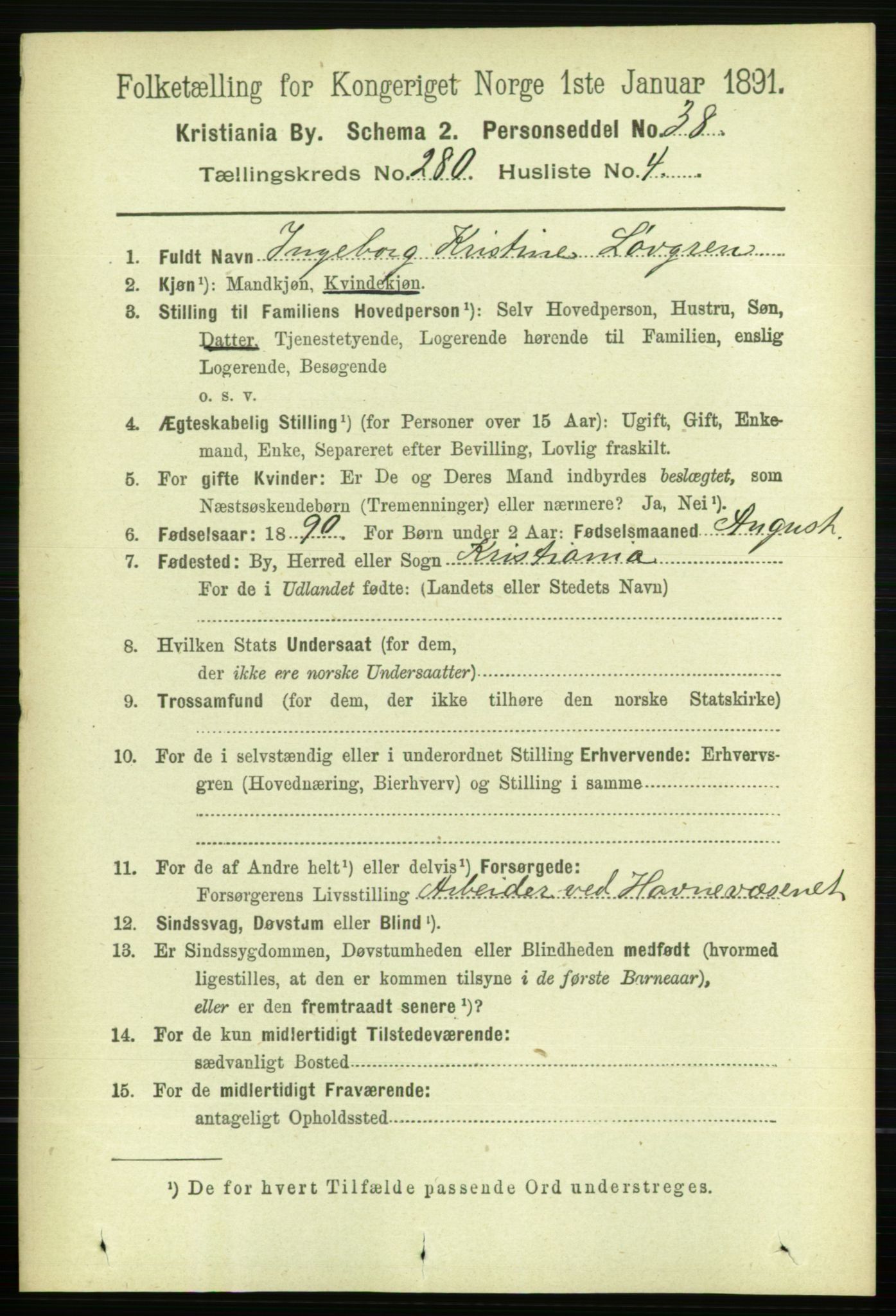 RA, 1891 census for 0301 Kristiania, 1891, p. 170248