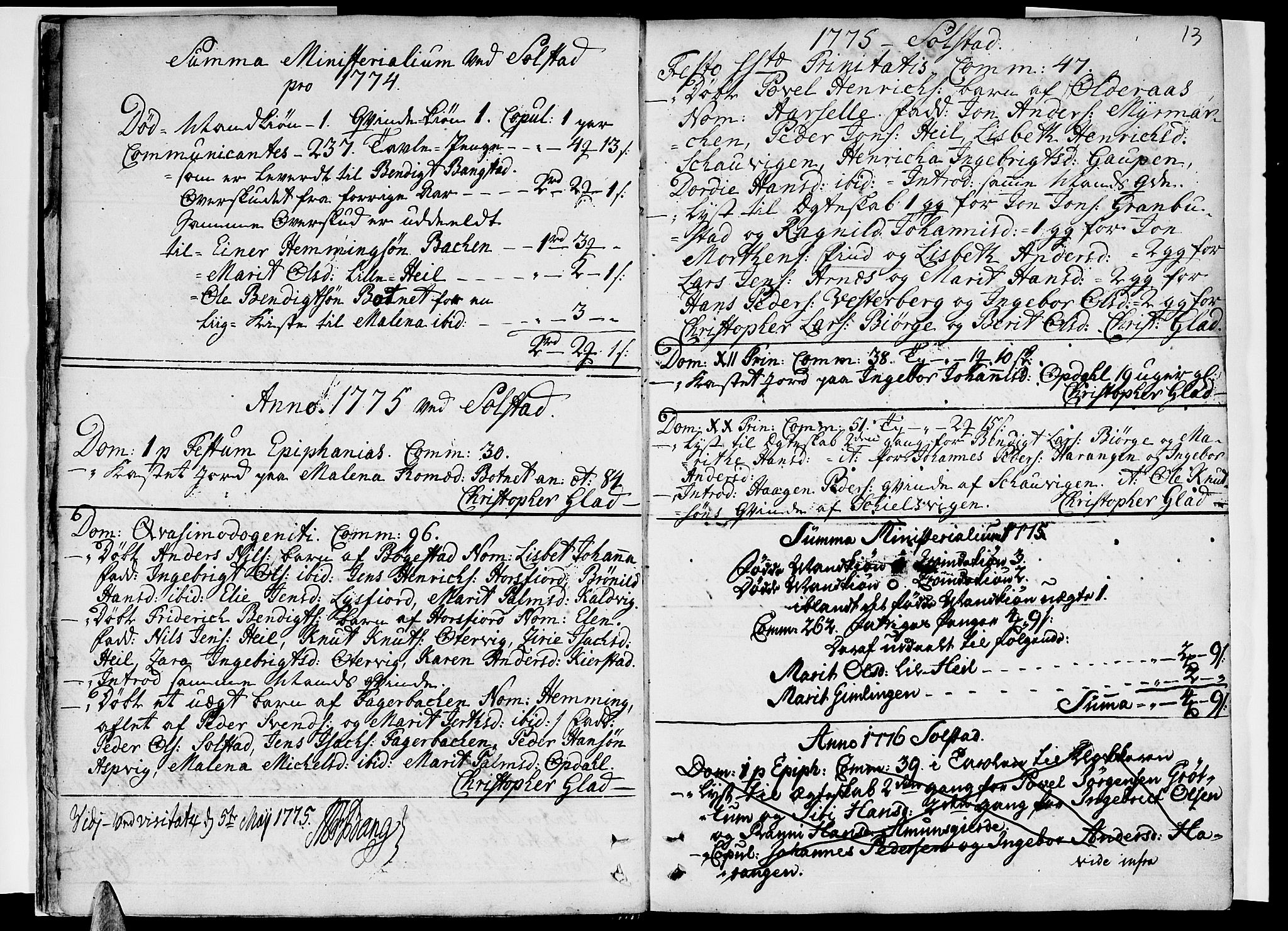 Ministerialprotokoller, klokkerbøker og fødselsregistre - Nordland, SAT/A-1459/811/L0164: Parish register (official) no. 811A02, 1752-1819, p. 13