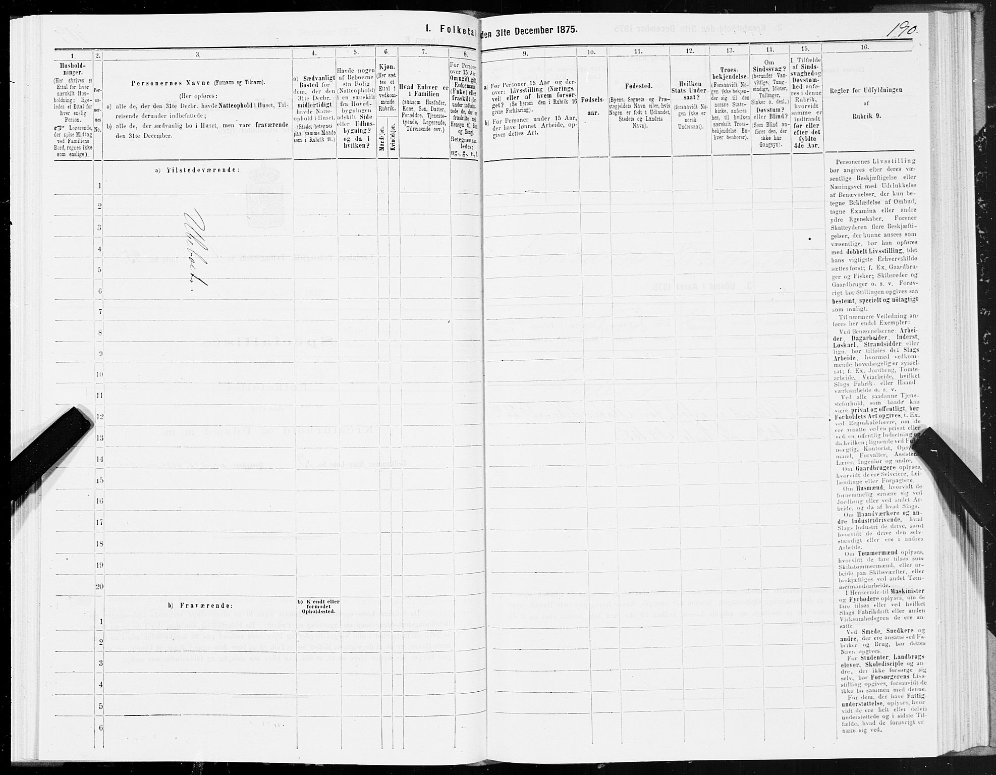 SAT, 1875 census for 1721P Verdal, 1875, p. 1190