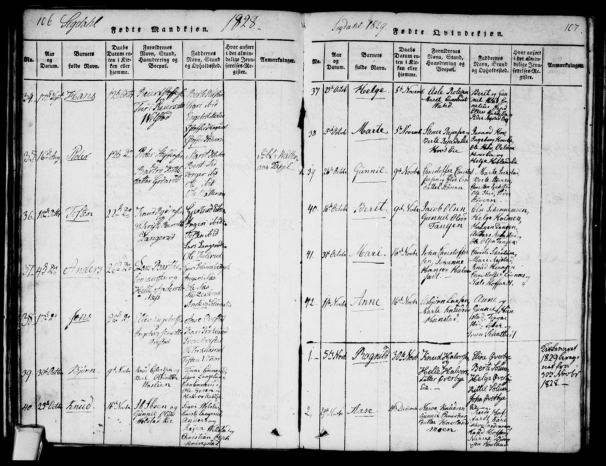Sigdal kirkebøker, SAKO/A-245/G/Ga/L0001: Parish register (copy) no. I 1 /1, 1816-1835, p. 106-107