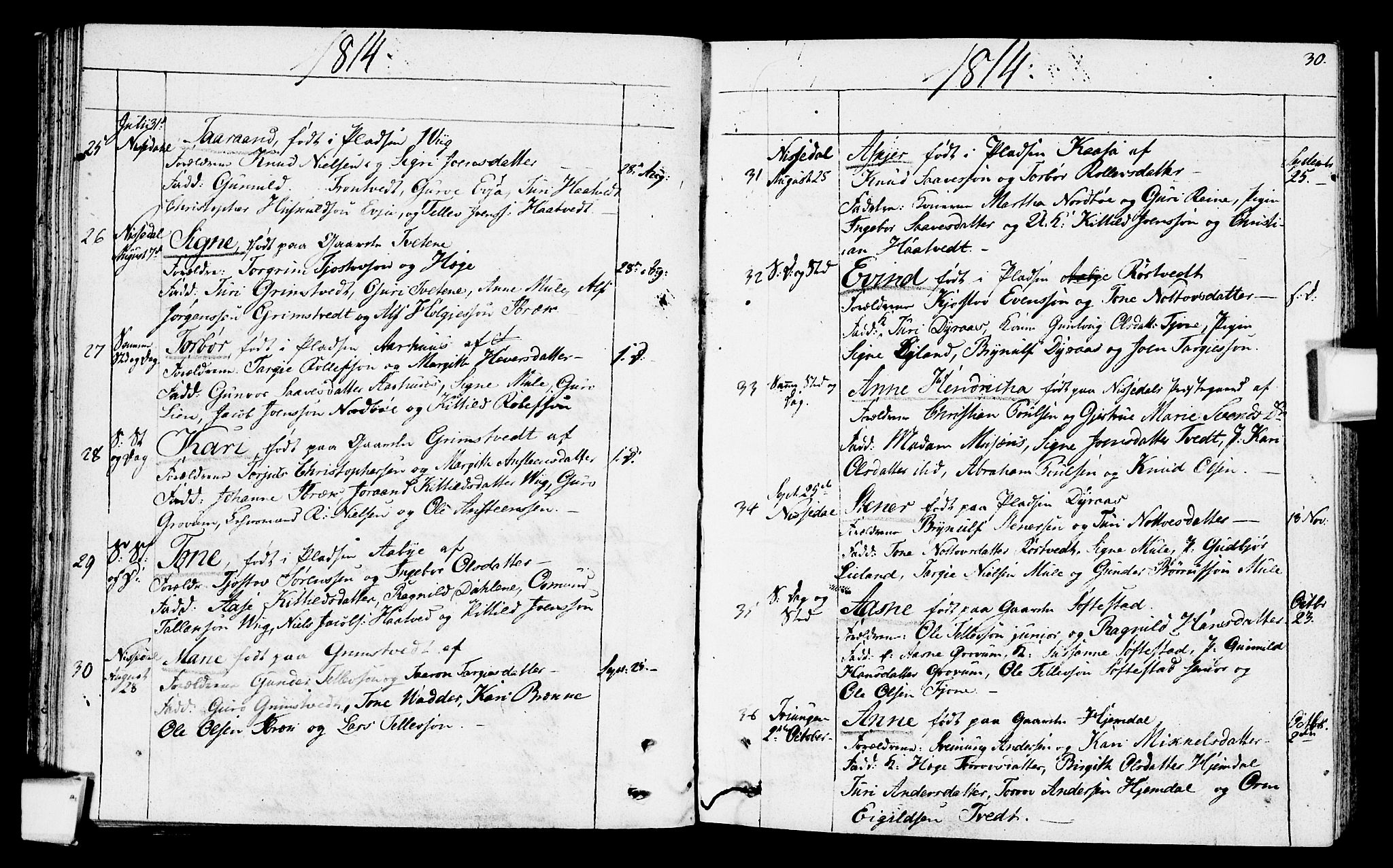 Nissedal kirkebøker, AV/SAKO-A-288/F/Fa/L0001: Parish register (official) no. I 1, 1811-1814, p. 30