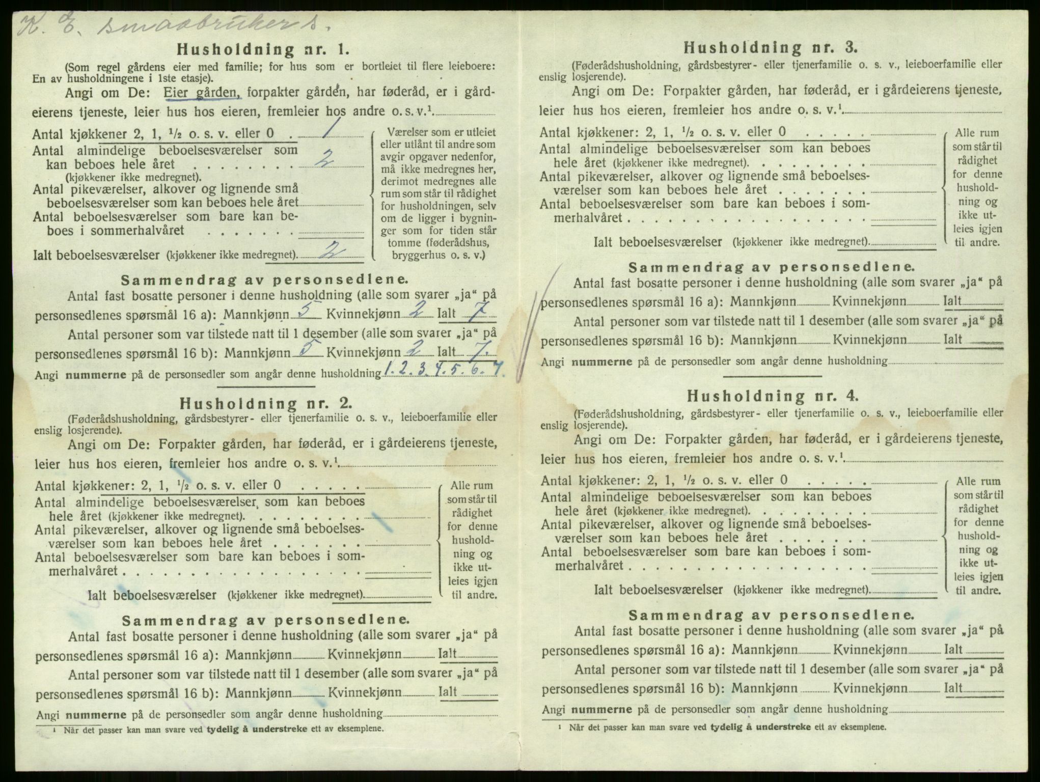 SAKO, 1920 census for Sande, 1920, p. 1607