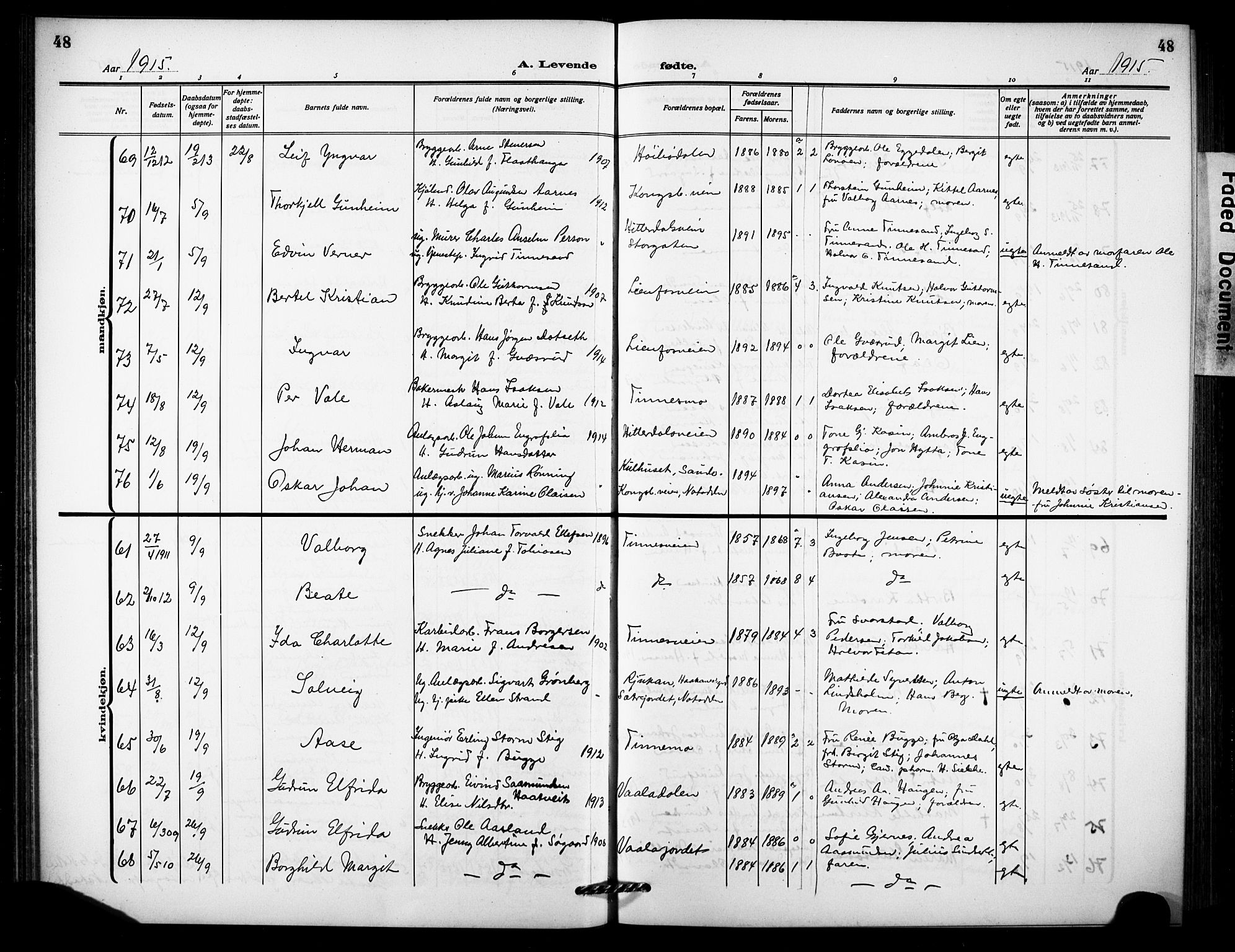 Notodden kirkebøker, AV/SAKO-A-290/G/Ga/L0001: Parish register (copy) no. 1, 1912-1923, p. 48