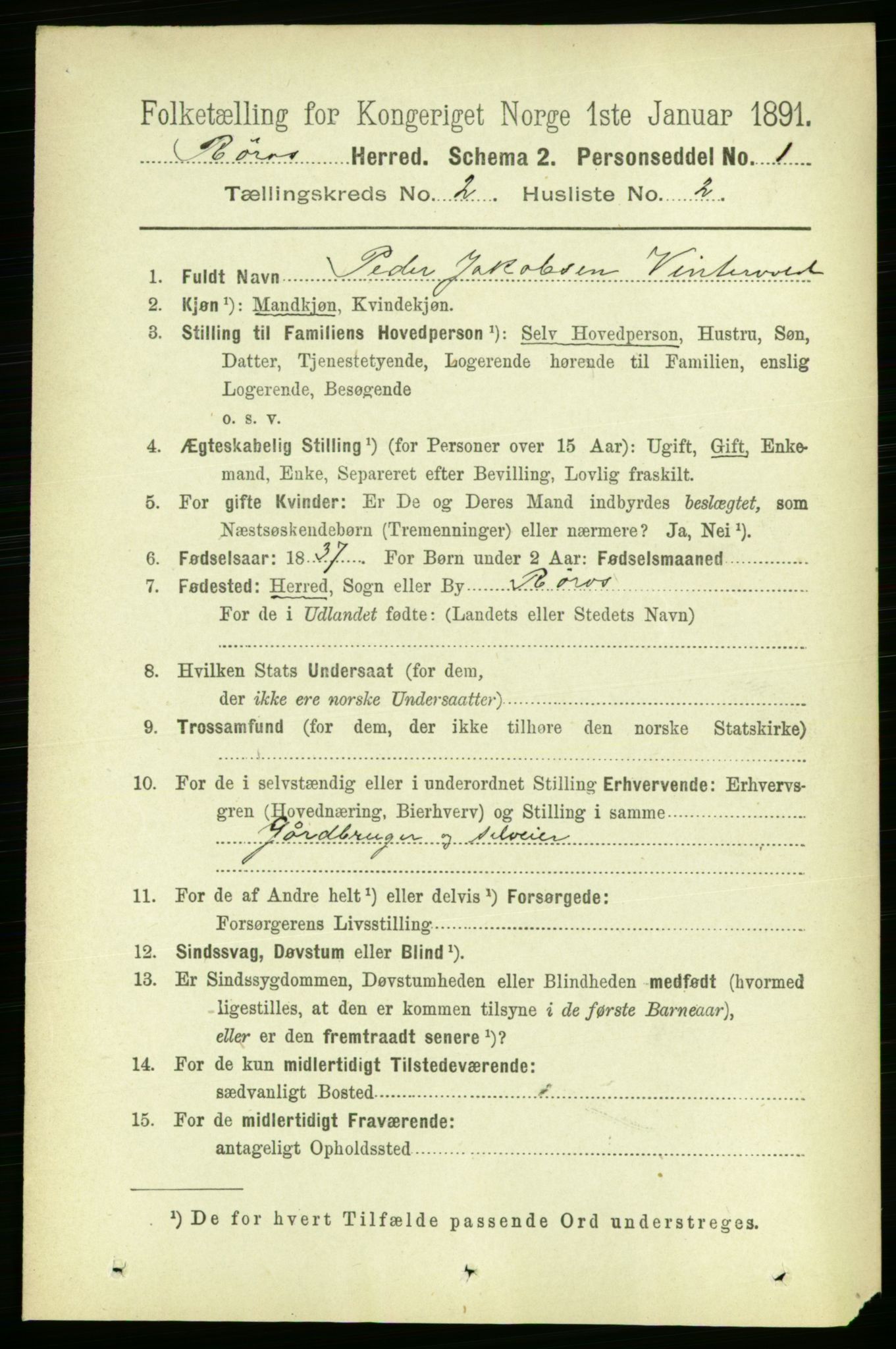 RA, 1891 census for 1640 Røros, 1891, p. 268