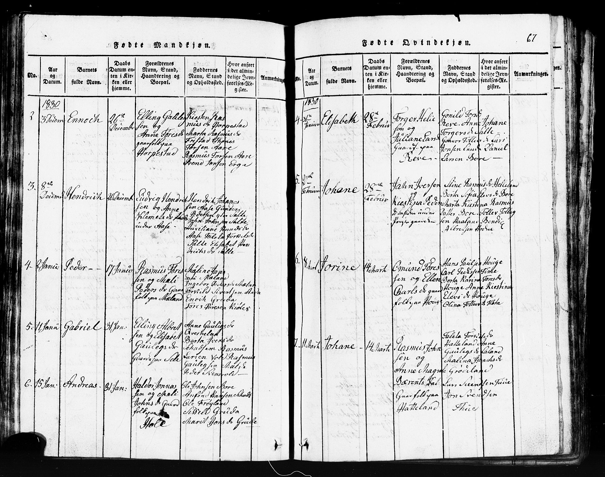 Klepp sokneprestkontor, AV/SAST-A-101803/001/3/30BB/L0001: Parish register (copy) no.  B 1, 1816-1859, p. 67