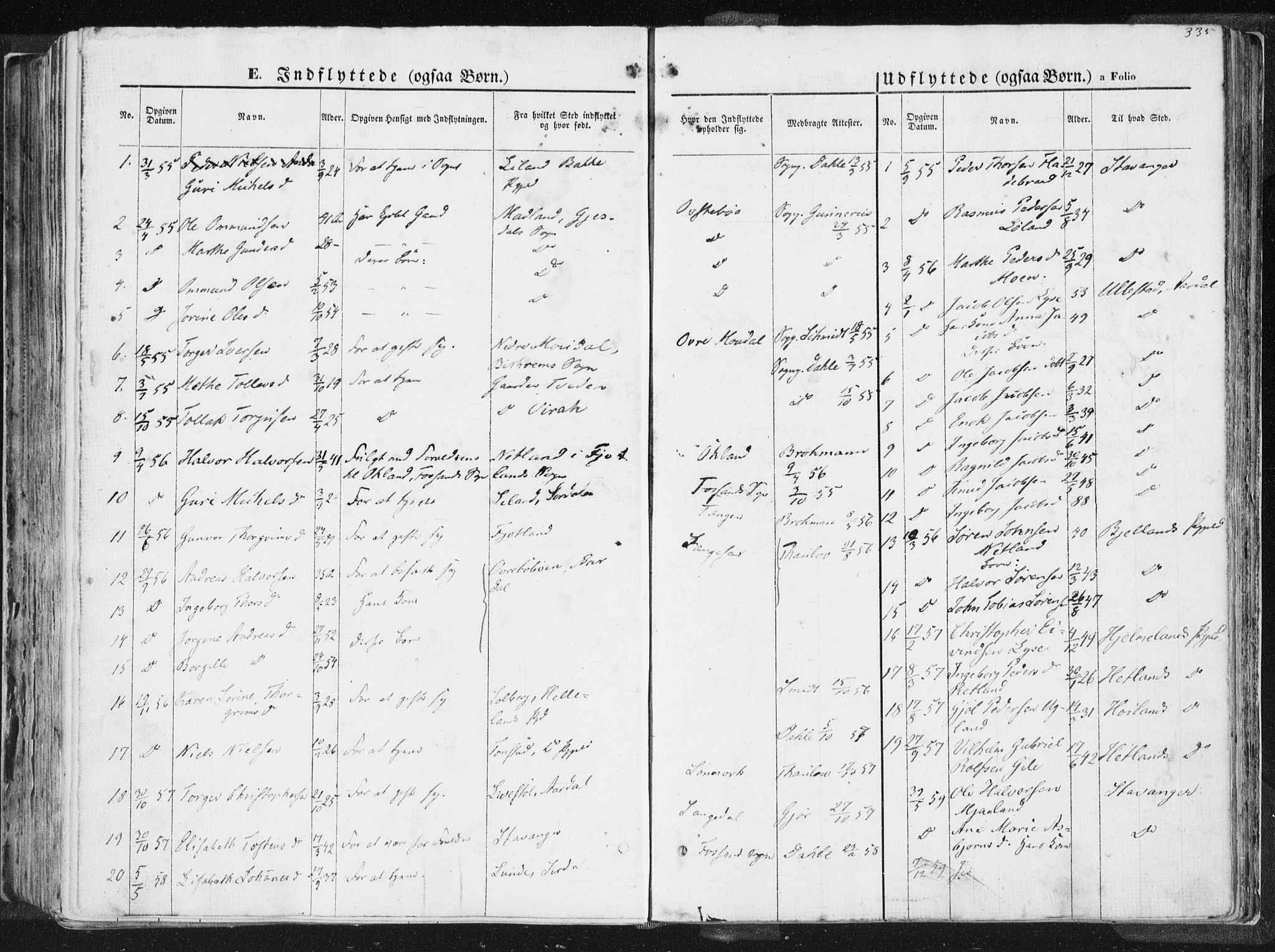 Høgsfjord sokneprestkontor, SAST/A-101624/H/Ha/Haa/L0001: Parish register (official) no. A 1, 1854-1875, p. 335