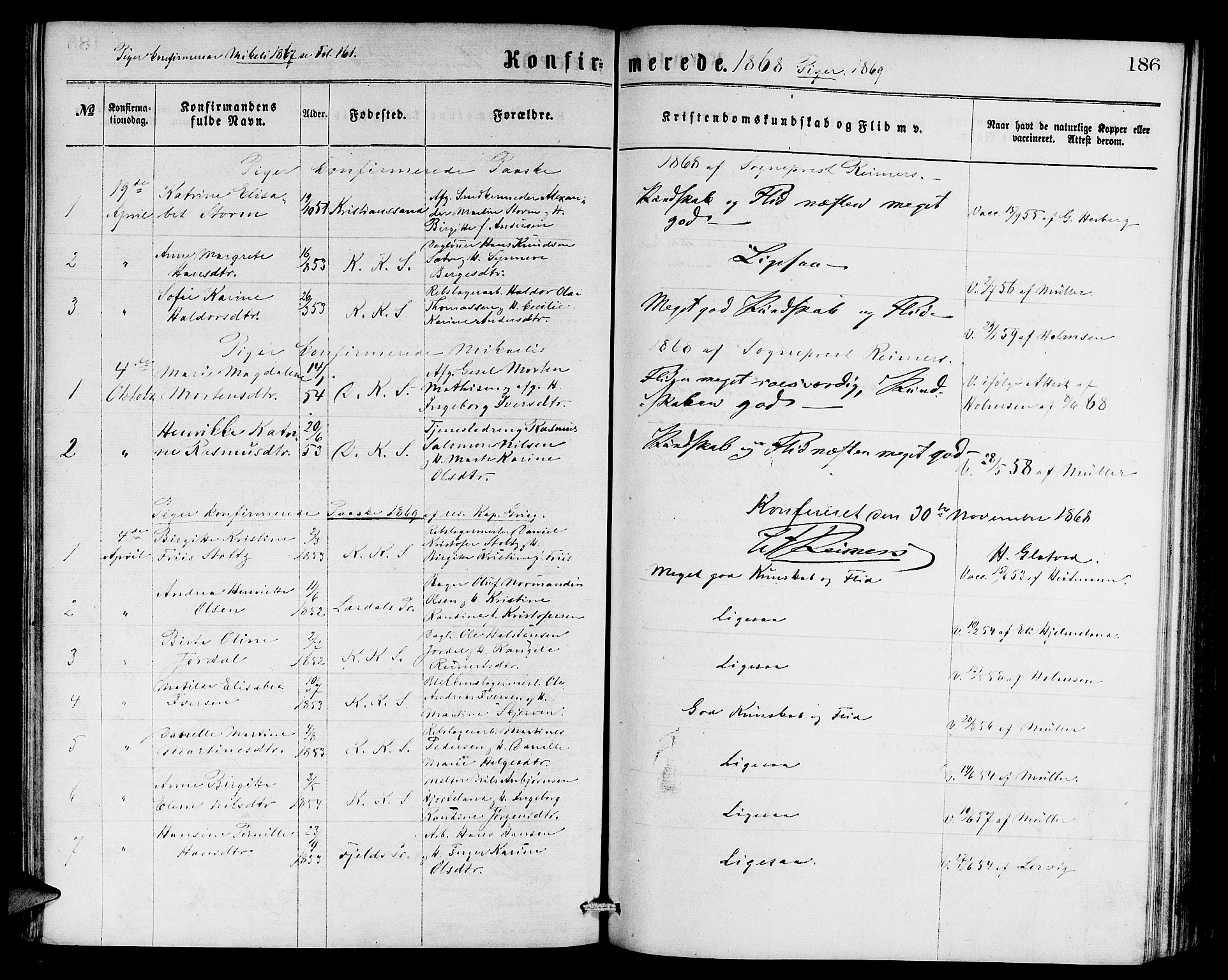 Sandviken Sokneprestembete, AV/SAB-A-77601/H/Hb: Parish register (copy) no. A 1, 1867-1879, p. 186