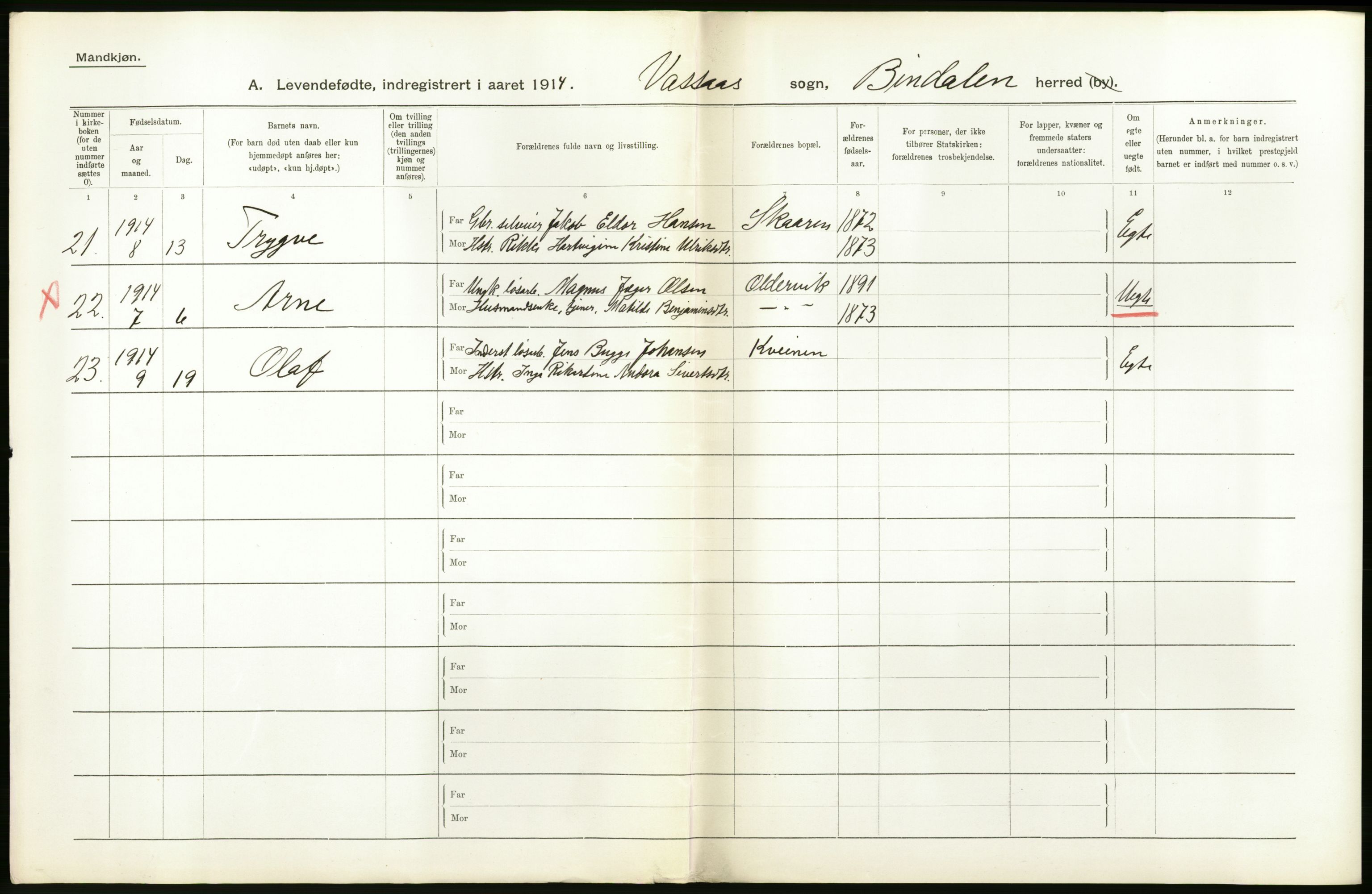 Statistisk sentralbyrå, Sosiodemografiske emner, Befolkning, AV/RA-S-2228/D/Df/Dfb/Dfbd/L0043: Nordlands amt: Levendefødte menn og kvinner. Bygder., 1914, p. 28