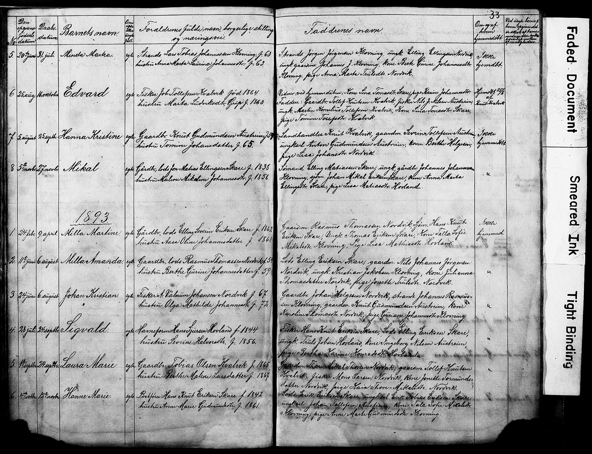 Torvastad sokneprestkontor, SAST/A -101857/H/Ha/Hab/L0005: Parish register (copy) no. B 5, 1857-1908, p. 33