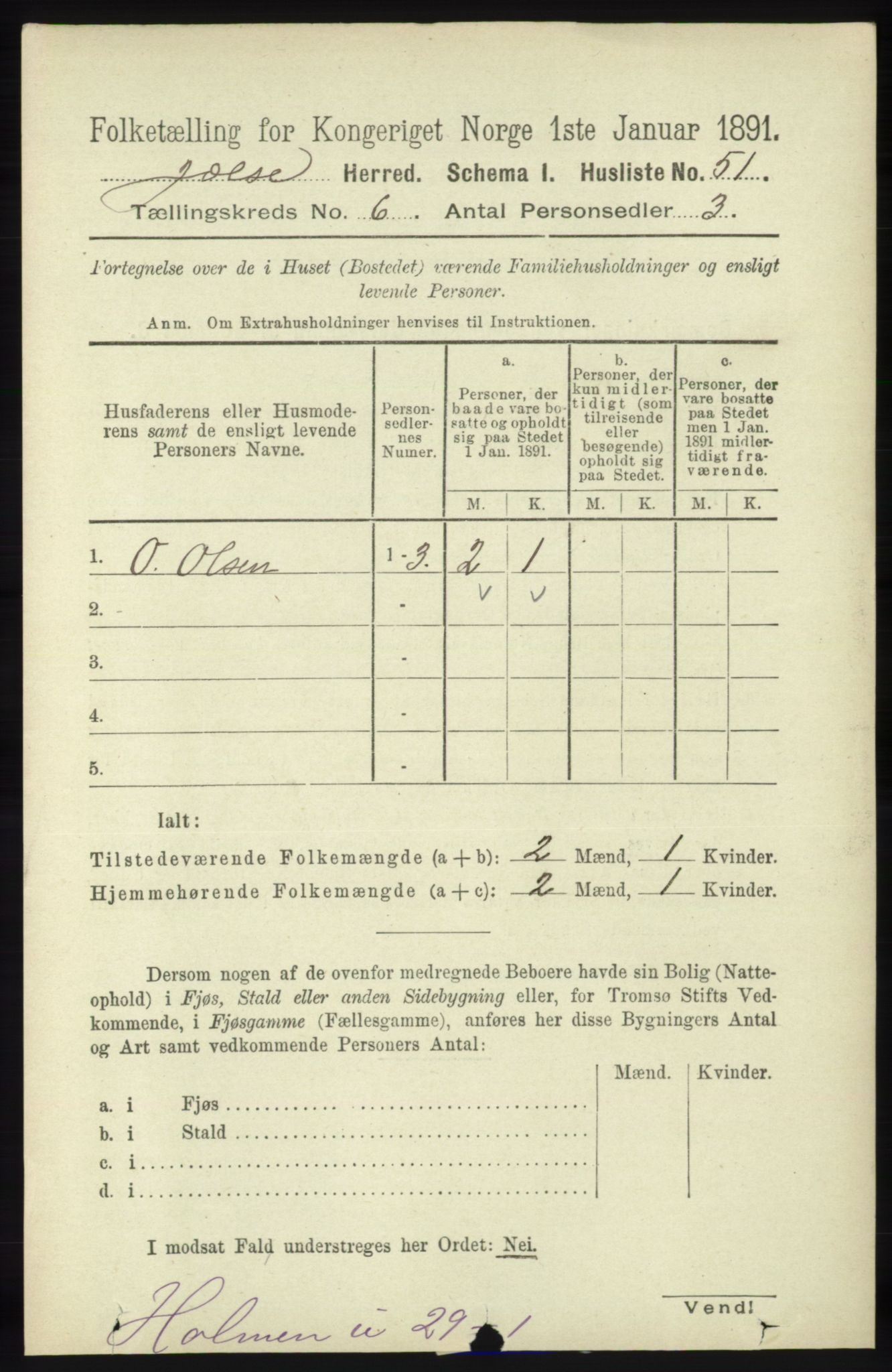 RA, 1891 census for 1138 Jelsa, 1891, p. 1205