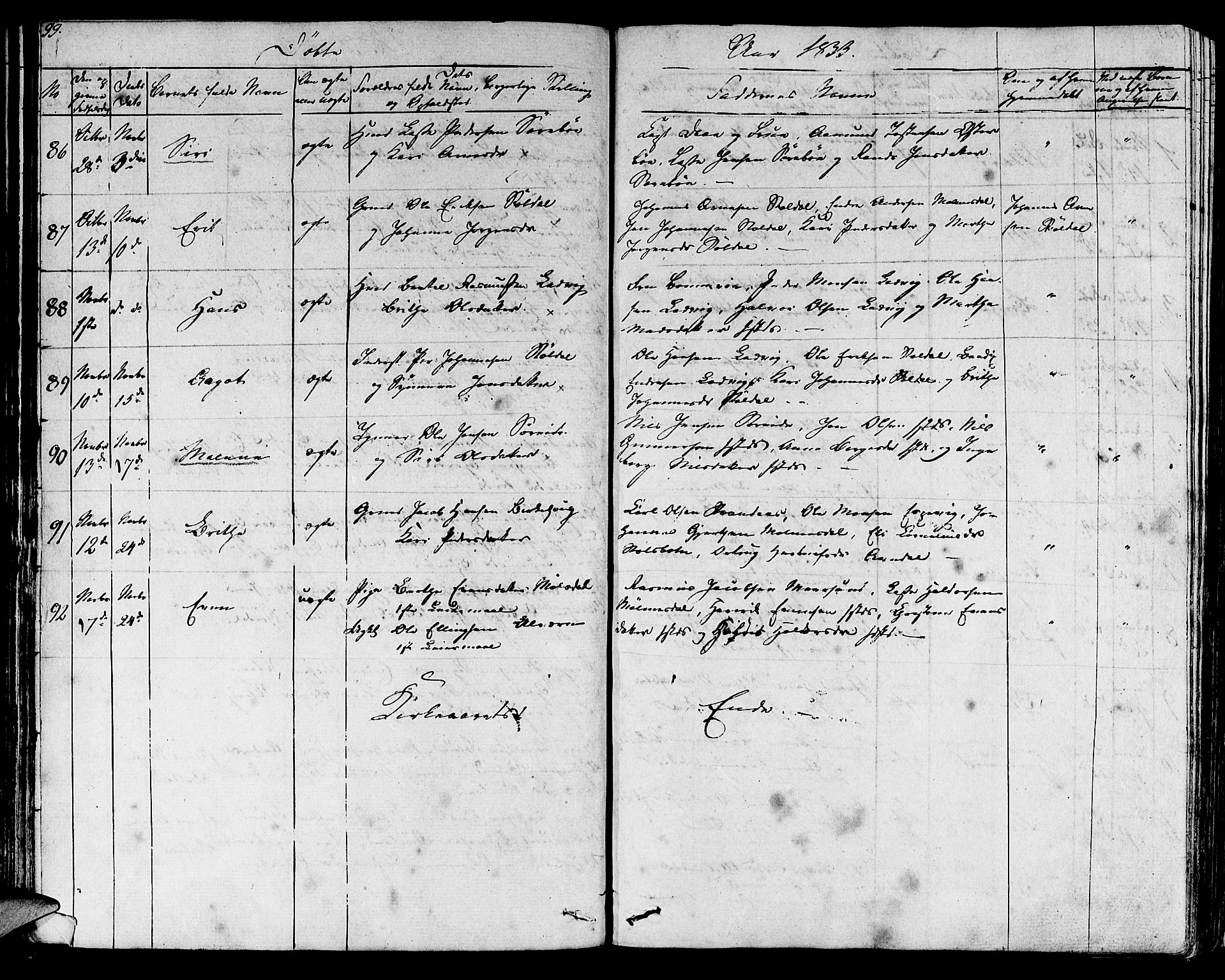 Lavik sokneprestembete, SAB/A-80901: Parish register (official) no. A 2I, 1821-1842, p. 99