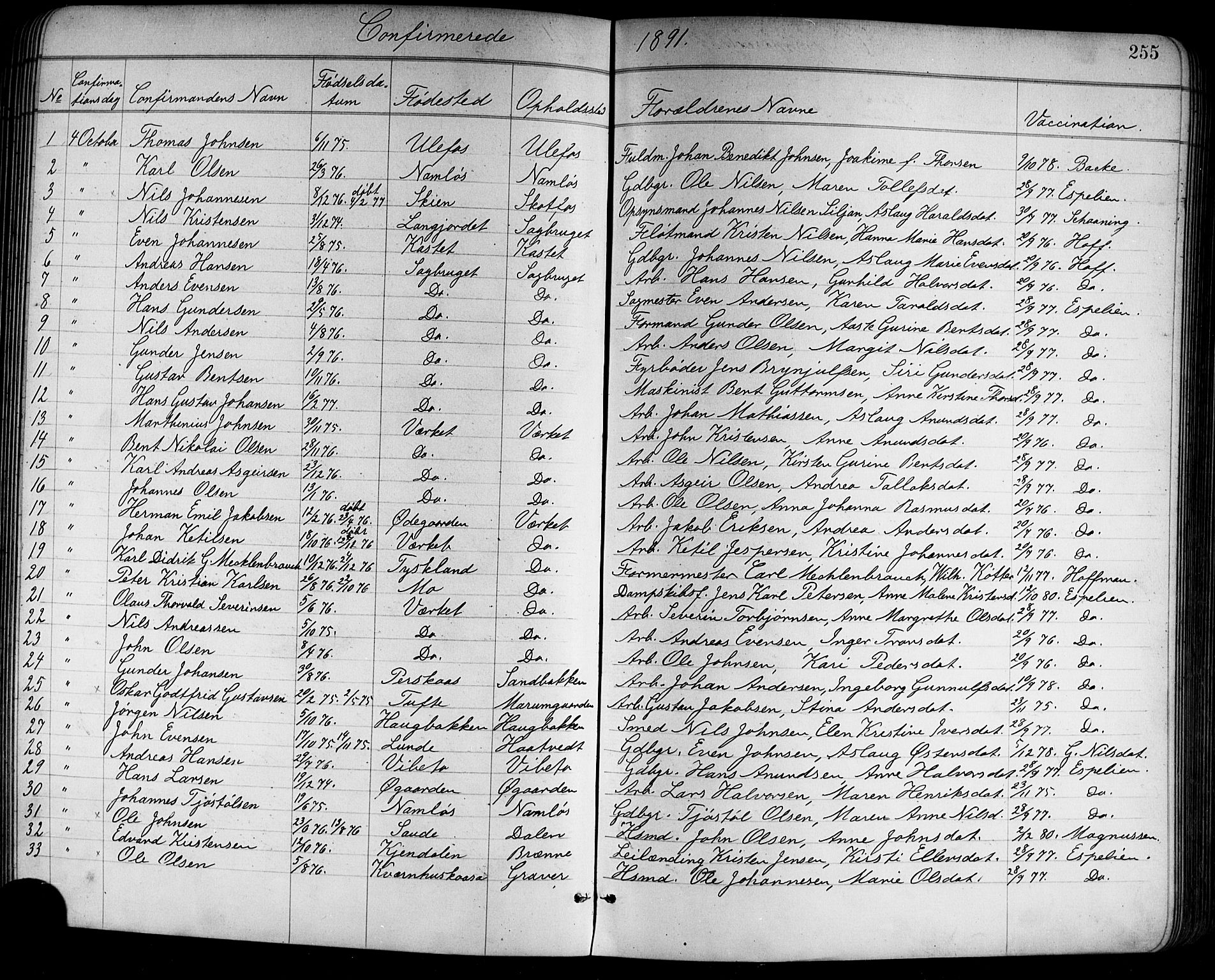 Holla kirkebøker, AV/SAKO-A-272/G/Ga/L0005: Parish register (copy) no. I 5, 1891-1917, p. 255