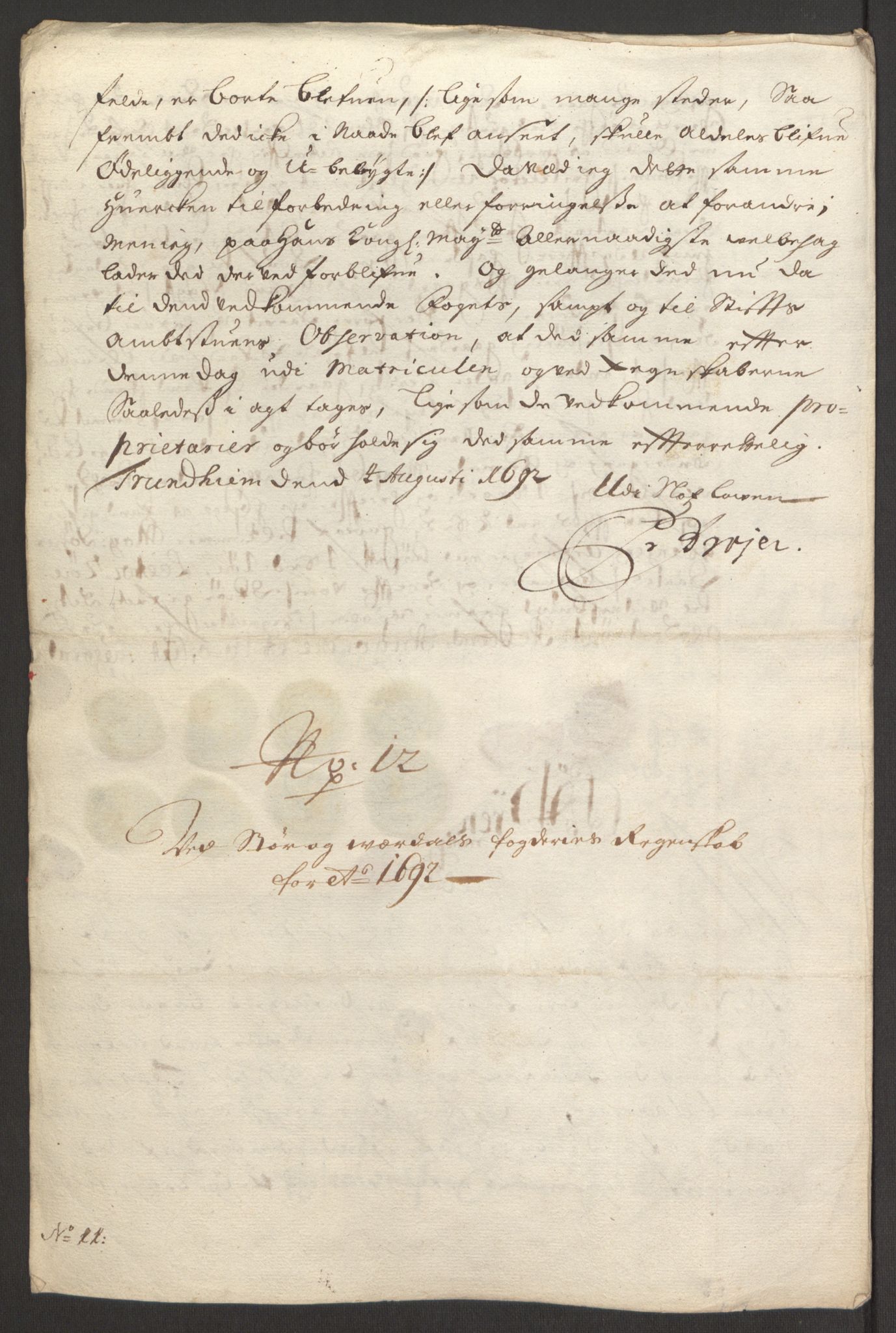 Rentekammeret inntil 1814, Reviderte regnskaper, Fogderegnskap, AV/RA-EA-4092/R62/L4185: Fogderegnskap Stjørdal og Verdal, 1692, p. 269