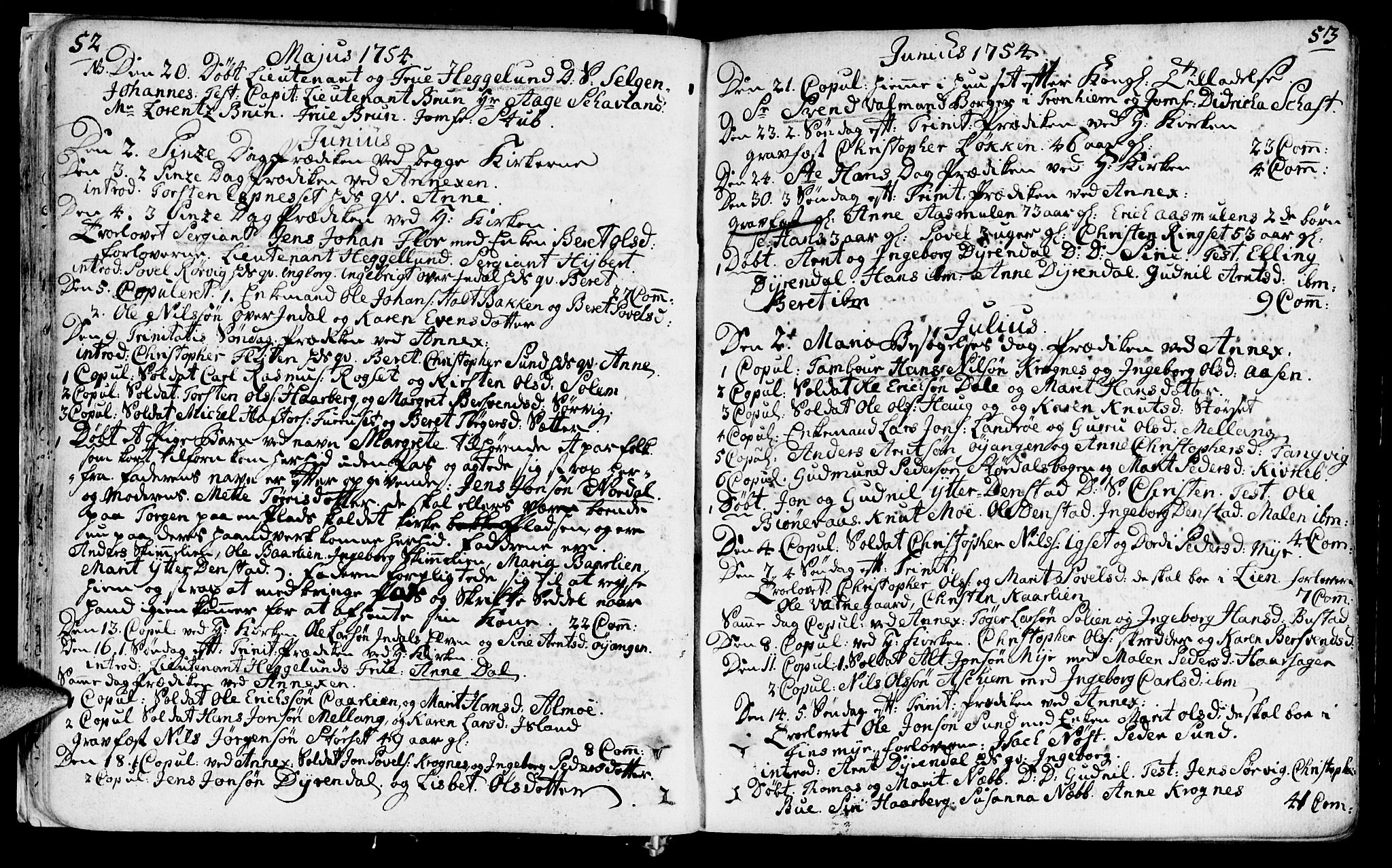Ministerialprotokoller, klokkerbøker og fødselsregistre - Sør-Trøndelag, AV/SAT-A-1456/646/L0605: Parish register (official) no. 646A03, 1751-1790, p. 52-53