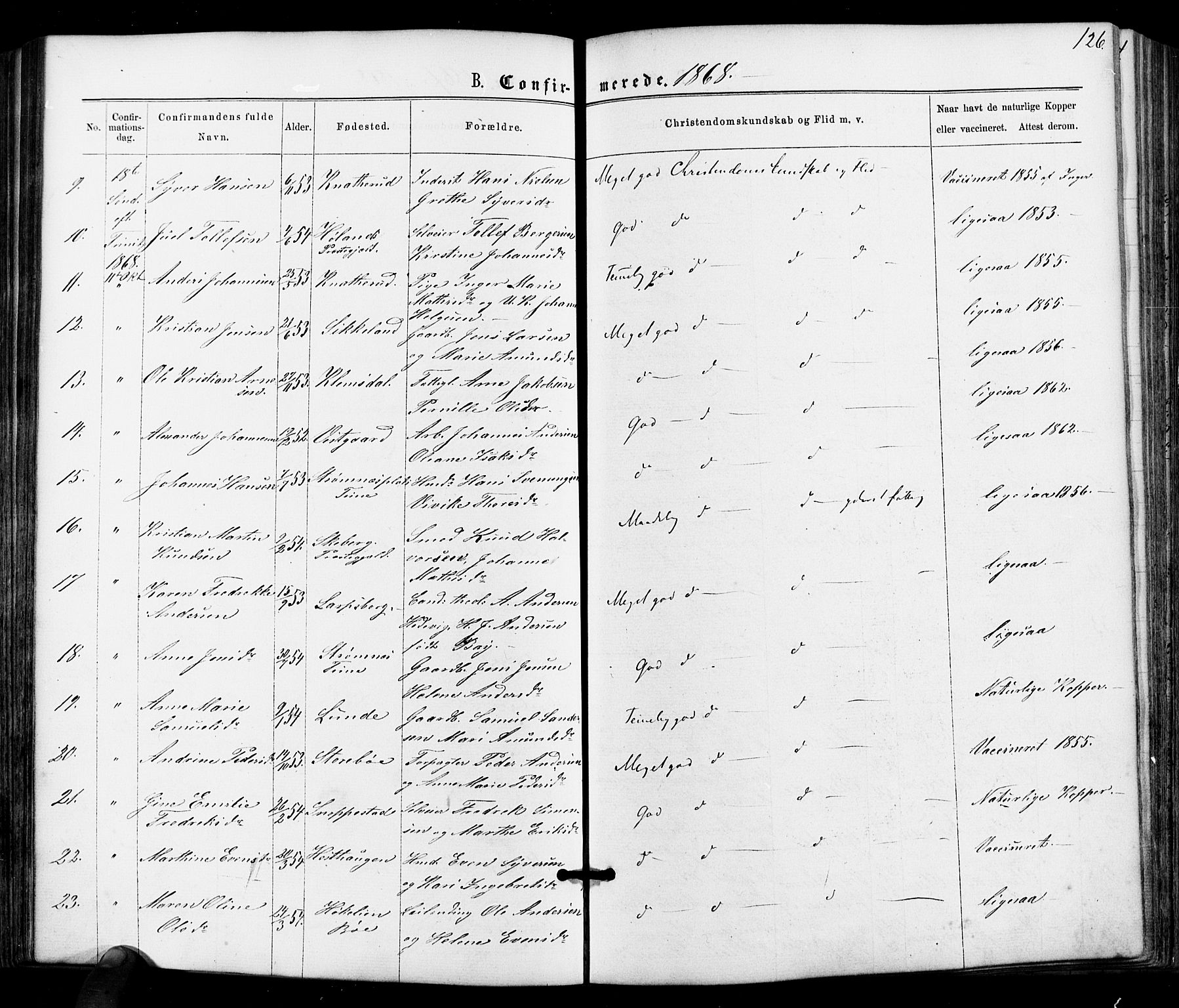 Varteig prestekontor Kirkebøker, AV/SAO-A-10447a/F/Fa/L0001: Parish register (official) no. 1, 1861-1877, p. 126