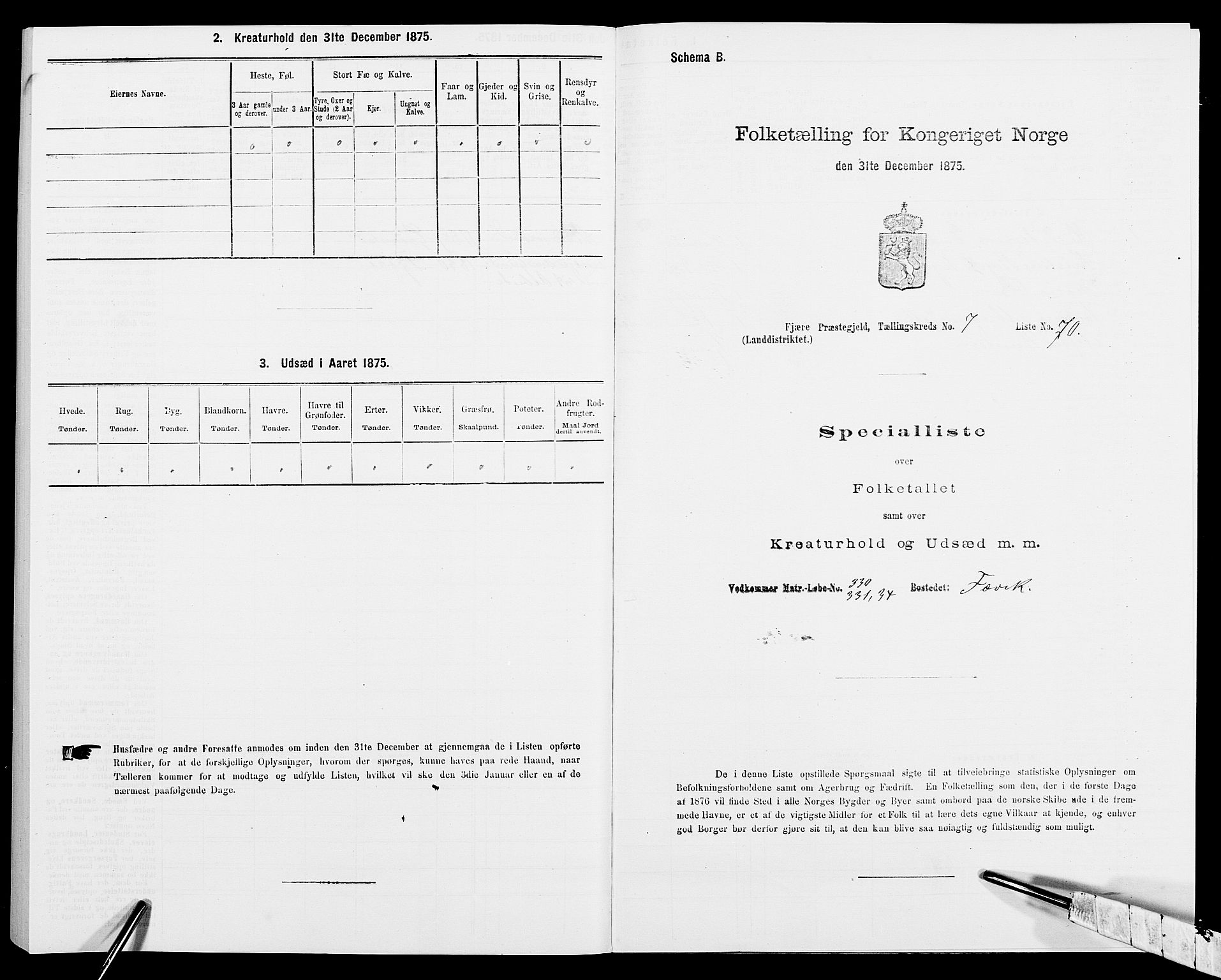 SAK, 1875 census for 0923L Fjære/Fjære, 1875, p. 1691