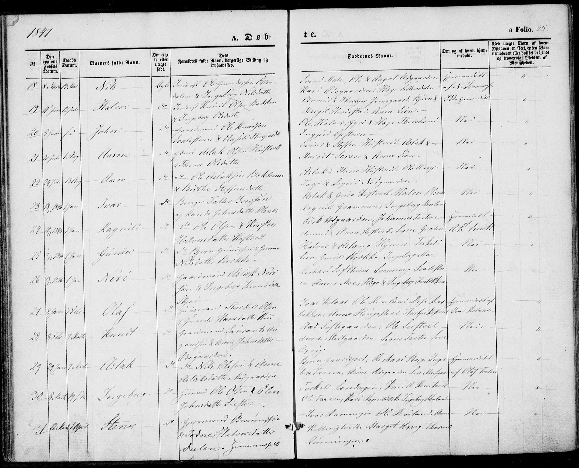 Vinje kirkebøker, AV/SAKO-A-312/F/Fa/L0004: Parish register (official) no. I 4, 1843-1869, p. 25