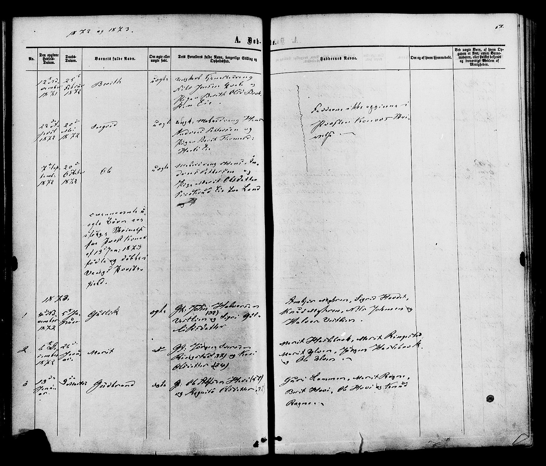 Vestre Slidre prestekontor, SAH/PREST-136/H/Ha/Haa/L0003: Parish register (official) no. 3, 1865-1880, p. 58