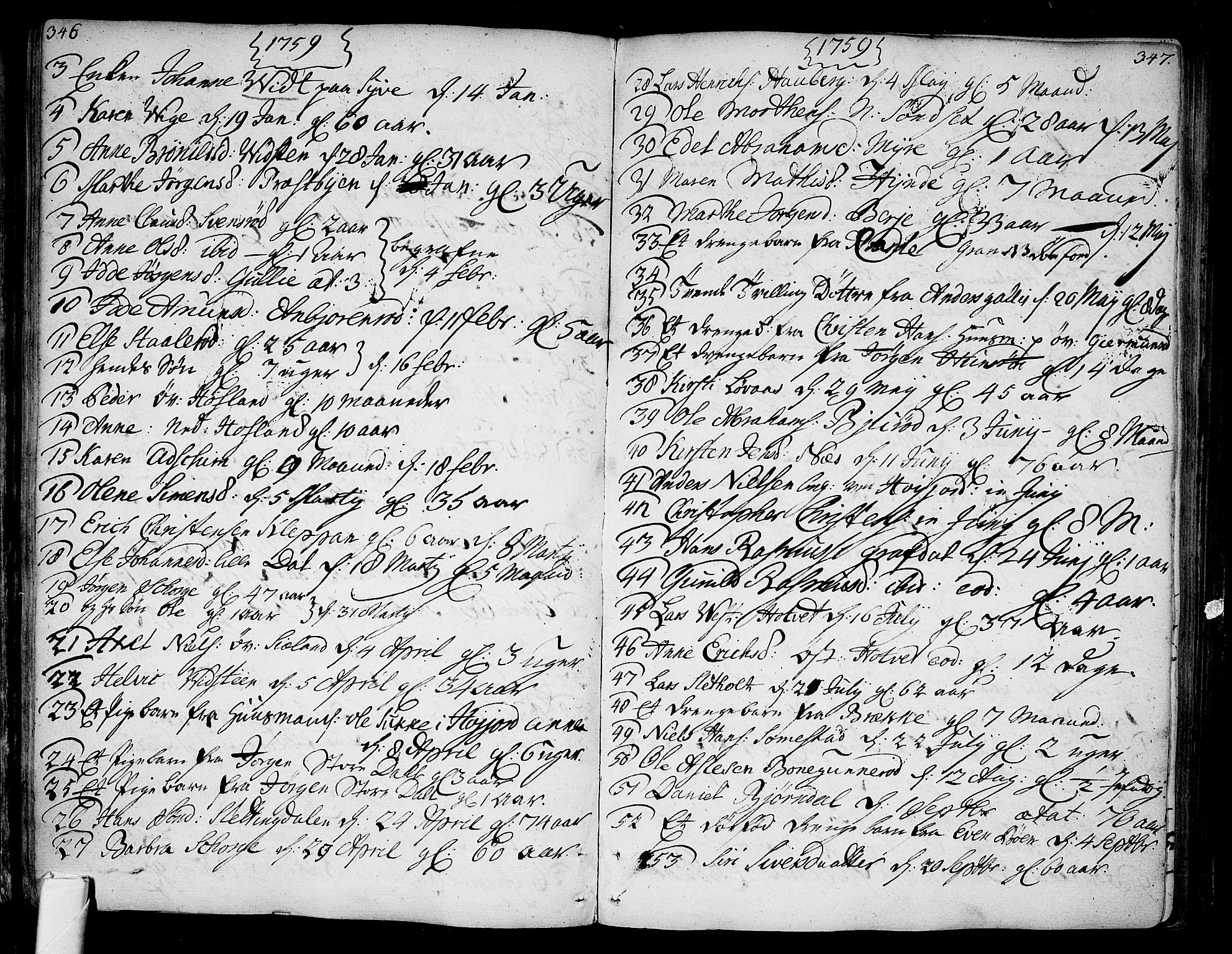 Andebu kirkebøker, AV/SAKO-A-336/F/Fa/L0002: Parish register (official) no. I 2, 1733-1802, p. 346-347