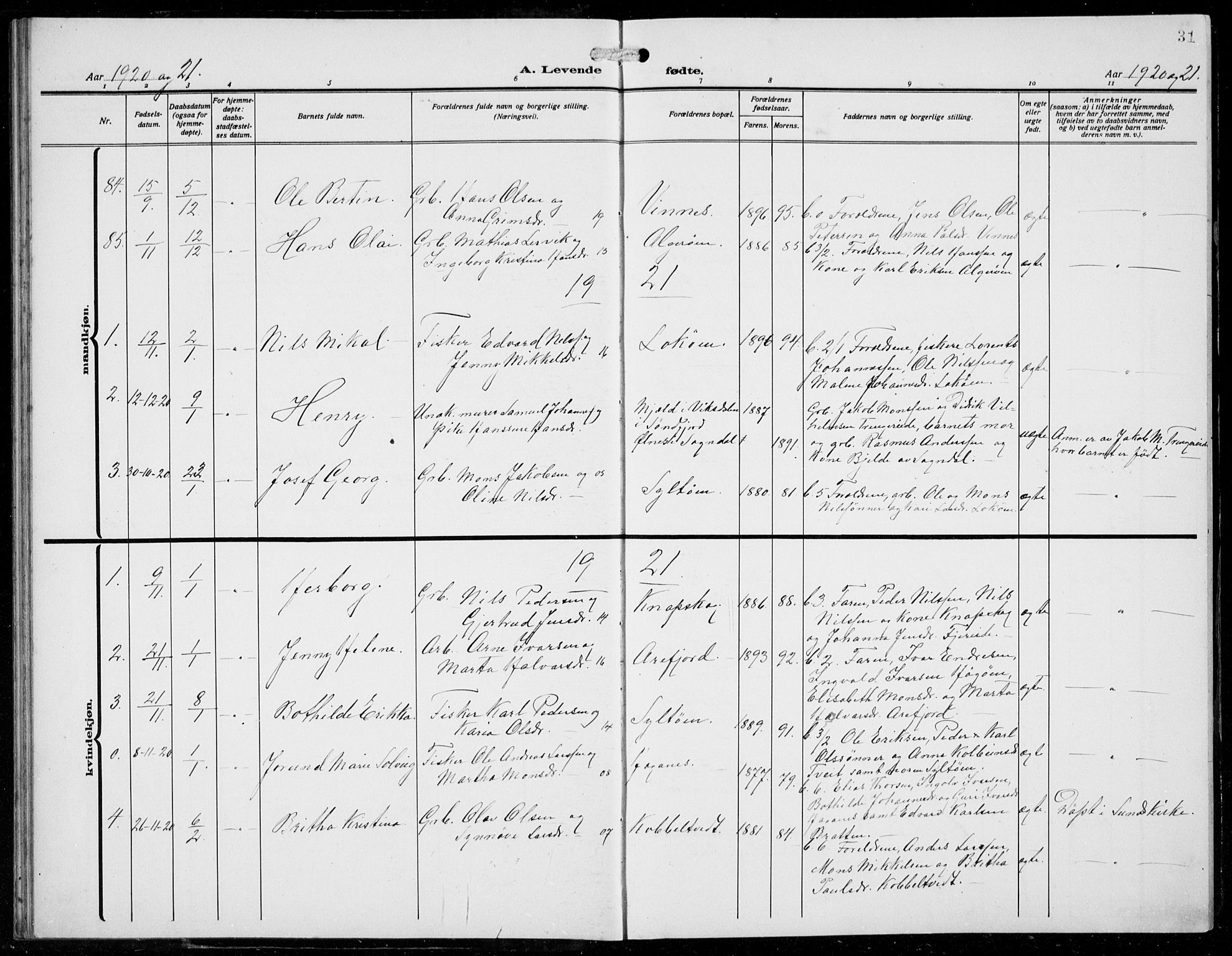 Fjell sokneprestembete, SAB/A-75301/H/Hab: Parish register (copy) no. A  6, 1918-1936, p. 31