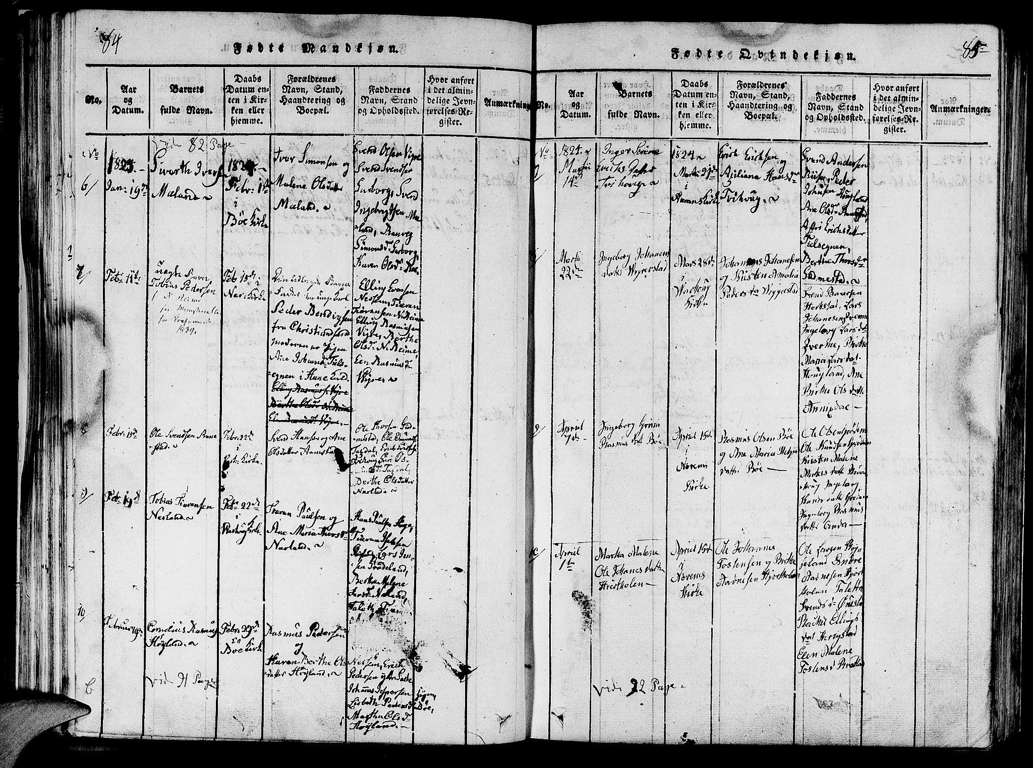 Hå sokneprestkontor, AV/SAST-A-101801/001/30BA/L0003: Parish register (official) no. A 3, 1815-1825, p. 84-85