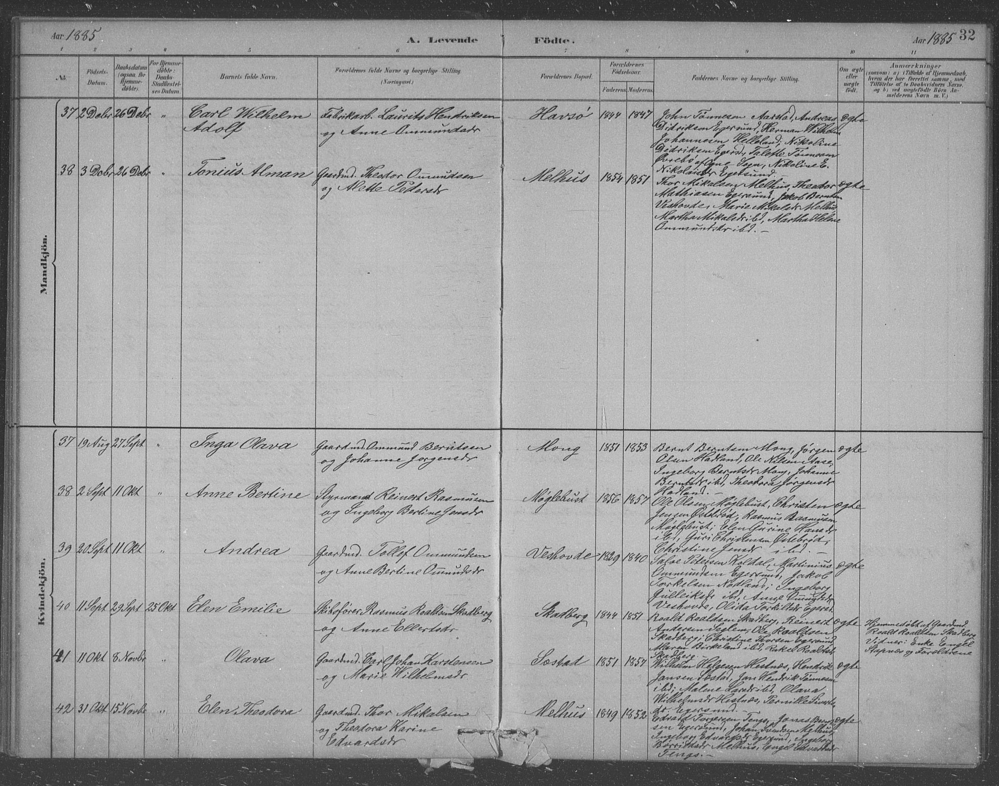 Eigersund sokneprestkontor, AV/SAST-A-101807/S09/L0007: Parish register (copy) no. B 7, 1882-1892, p. 32