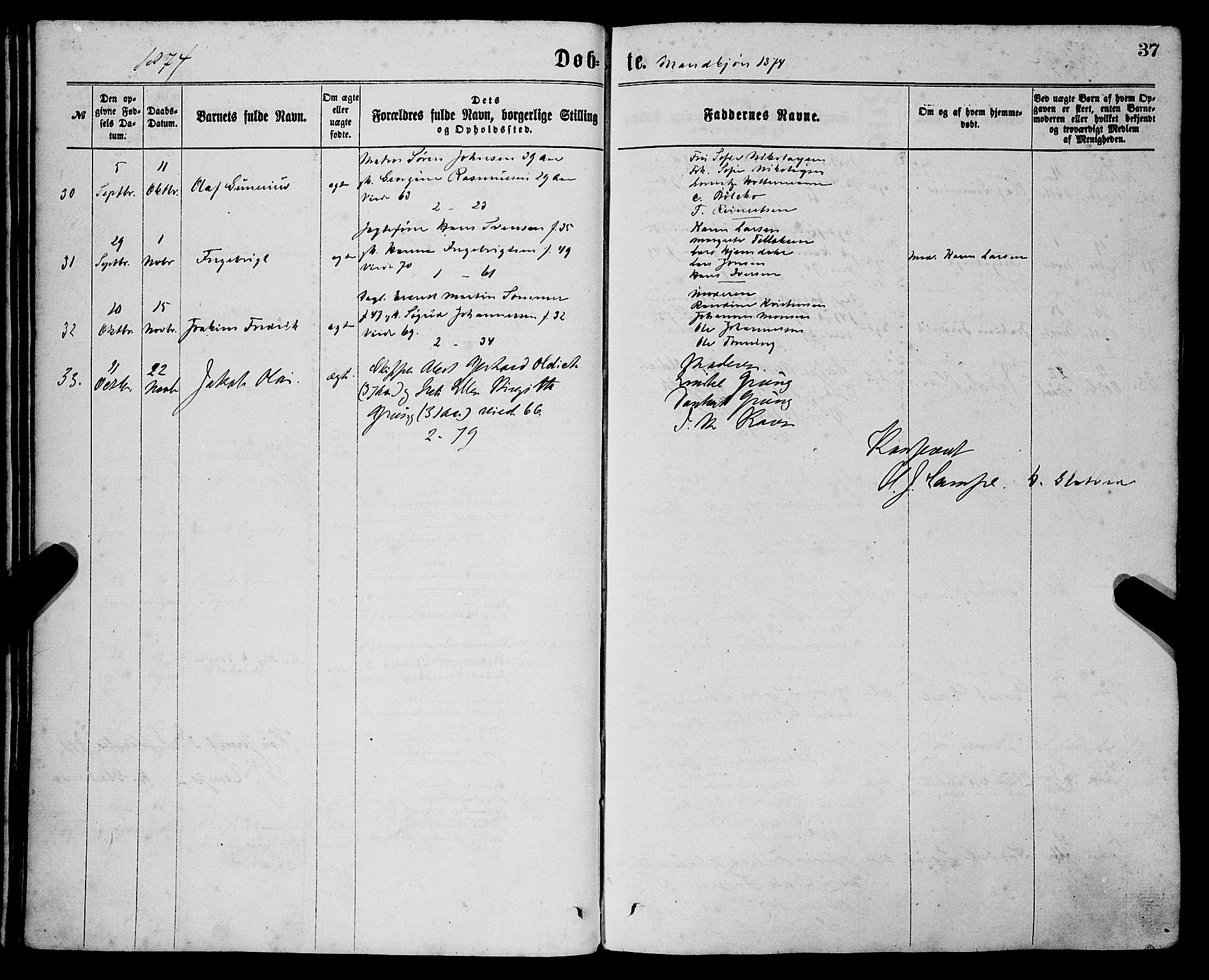 Sandviken Sokneprestembete, AV/SAB-A-77601/H/Ha/L0001: Parish register (official) no. A 1, 1867-1877, p. 37