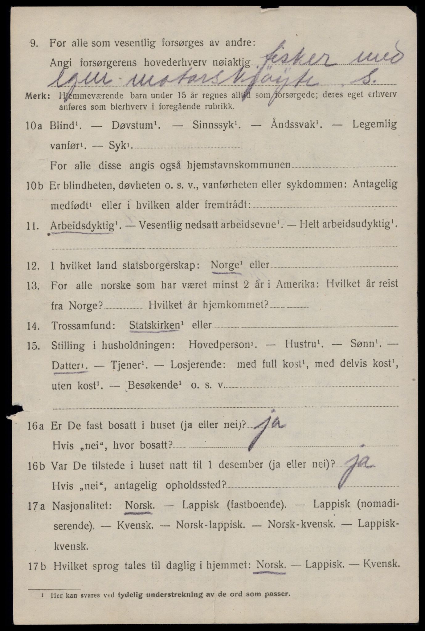 SAT, 1920 census for Værøy, 1920, p. 3124