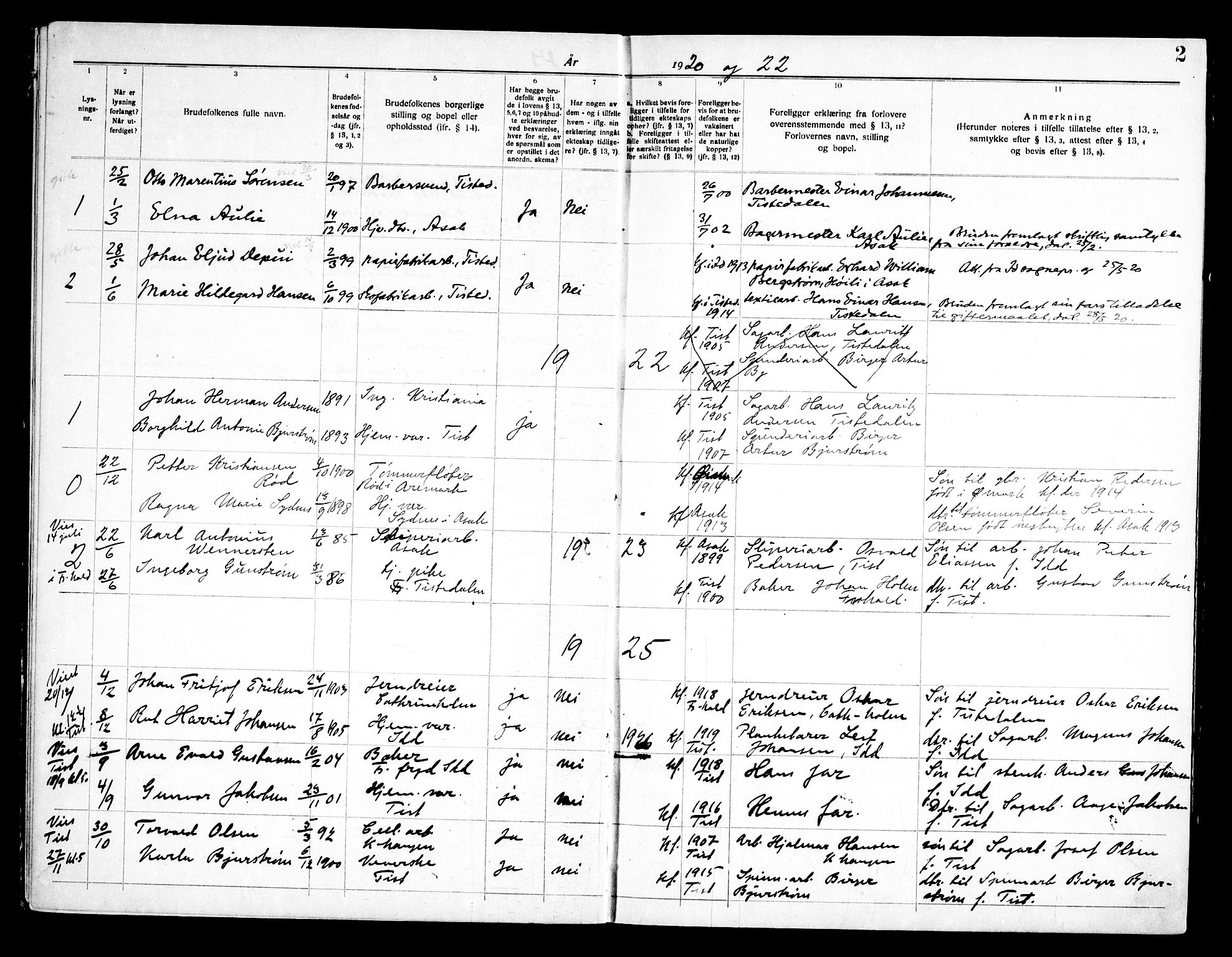 Halden prestekontor Kirkebøker, SAO/A-10909/H/Hb/L0001: Banns register no. II 1, 1919-1960, p. 2