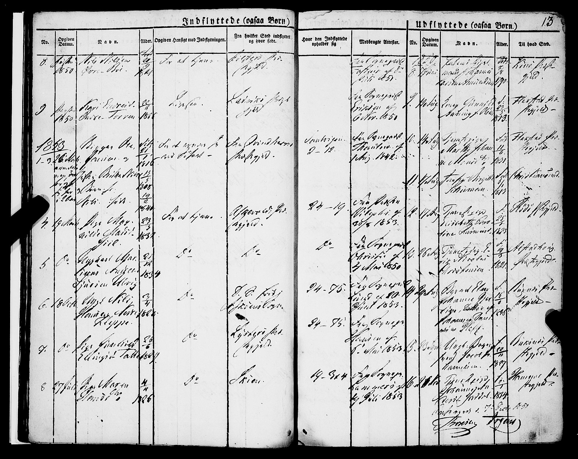 Korskirken sokneprestembete, SAB/A-76101/H/Haa/L0050: Parish register (official) no. F 1, 1821-1869, p. 13