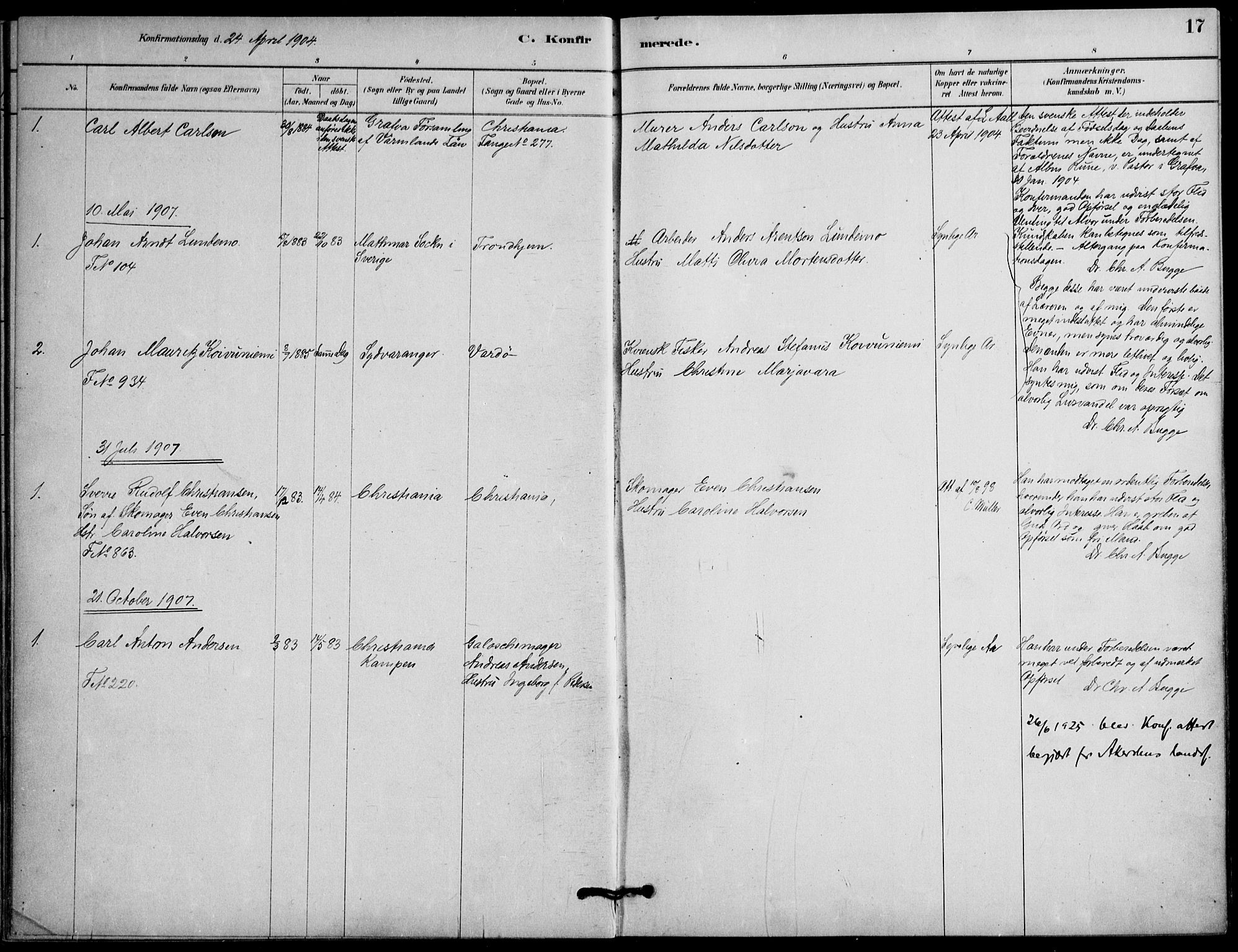 Botsfengslet prestekontor kirkebøker, AV/SAO-A-11688a: Parish register (official) no. 2, 1881-1914, p. 17