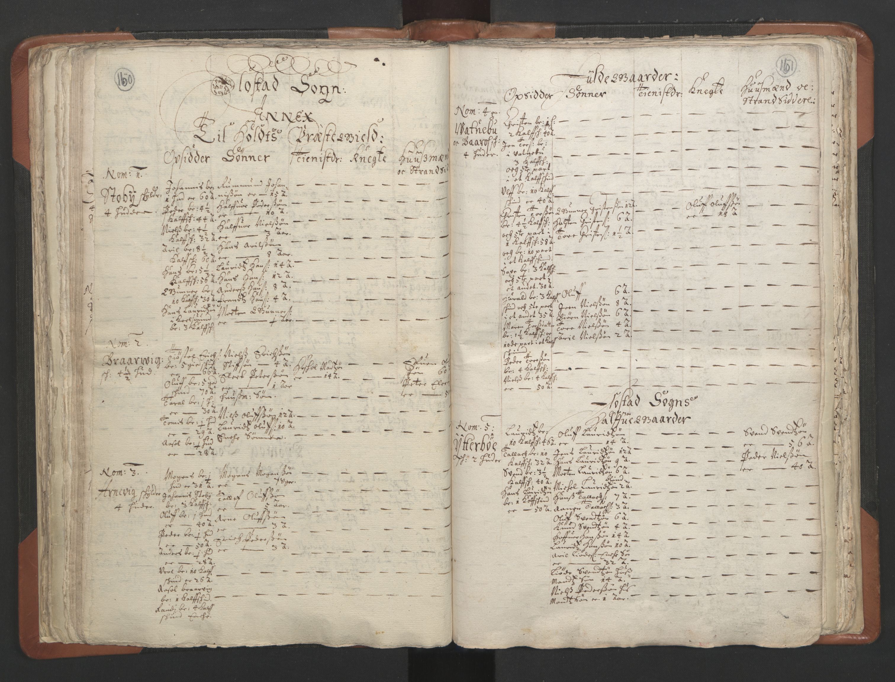RA, Vicar's Census 1664-1666, no. 13: Nedenes deanery, 1664-1666, p. 160-161