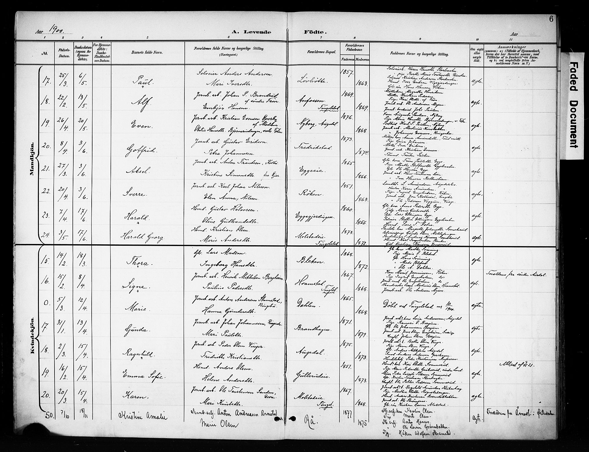 Brandbu prestekontor, AV/SAH-PREST-114/H/Ha/Haa/L0001: Parish register (official) no. 1, 1900-1912, p. 6