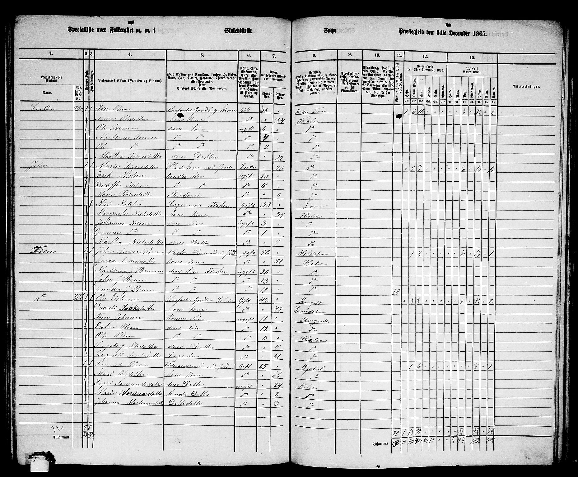 RA, 1865 census for Stangvik, 1865, p. 149