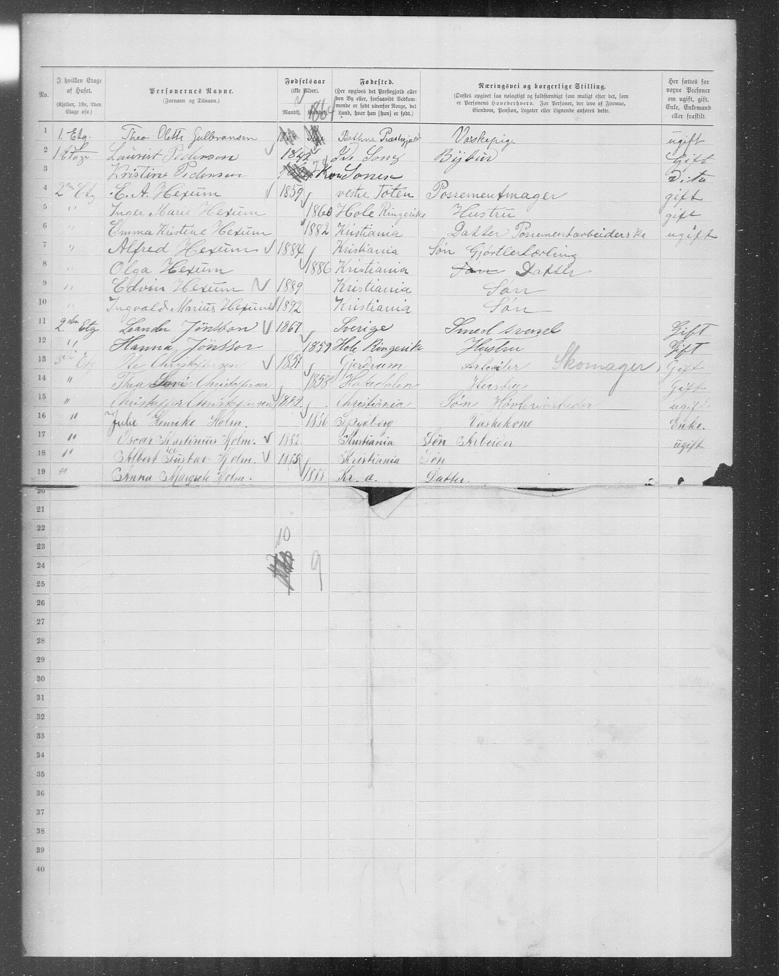 OBA, Municipal Census 1899 for Kristiania, 1899, p. 8457