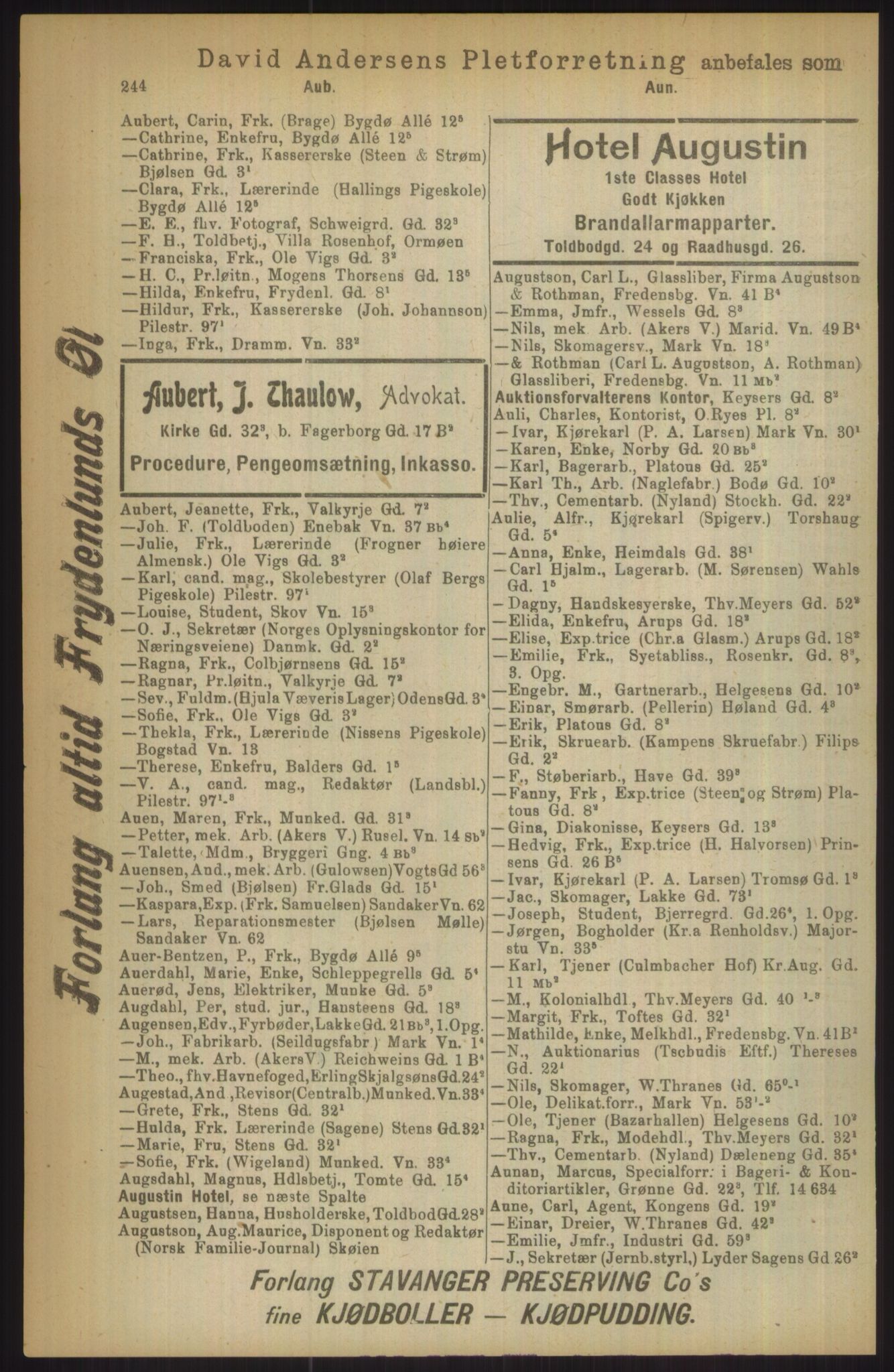 Kristiania/Oslo adressebok, PUBL/-, 1911, p. 244