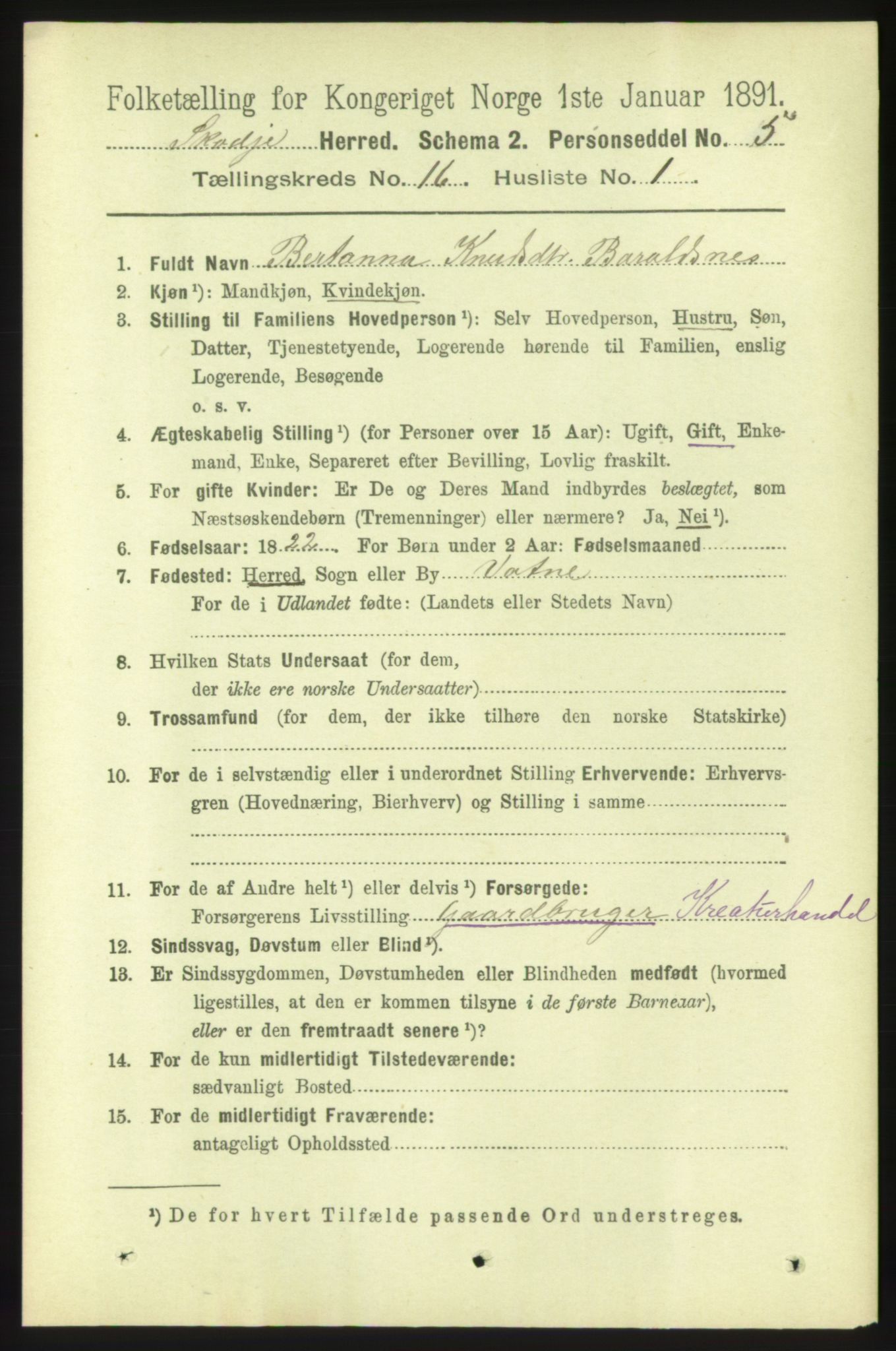 RA, 1891 census for 1529 Skodje, 1891, p. 3354