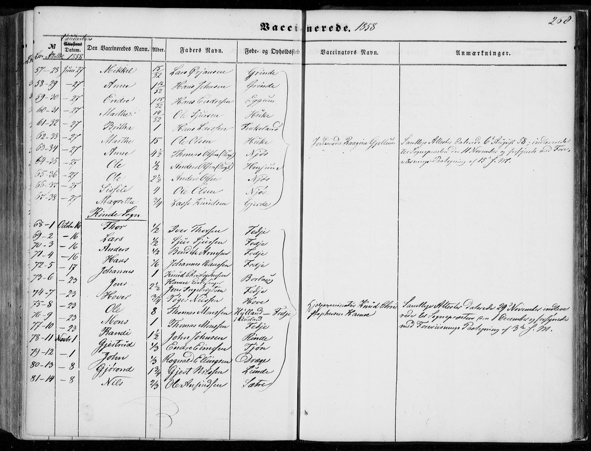 Leikanger sokneprestembete, AV/SAB-A-81001/H/Haa/Haaa/L0008: Parish register (official) no. A 8, 1852-1868, p. 268