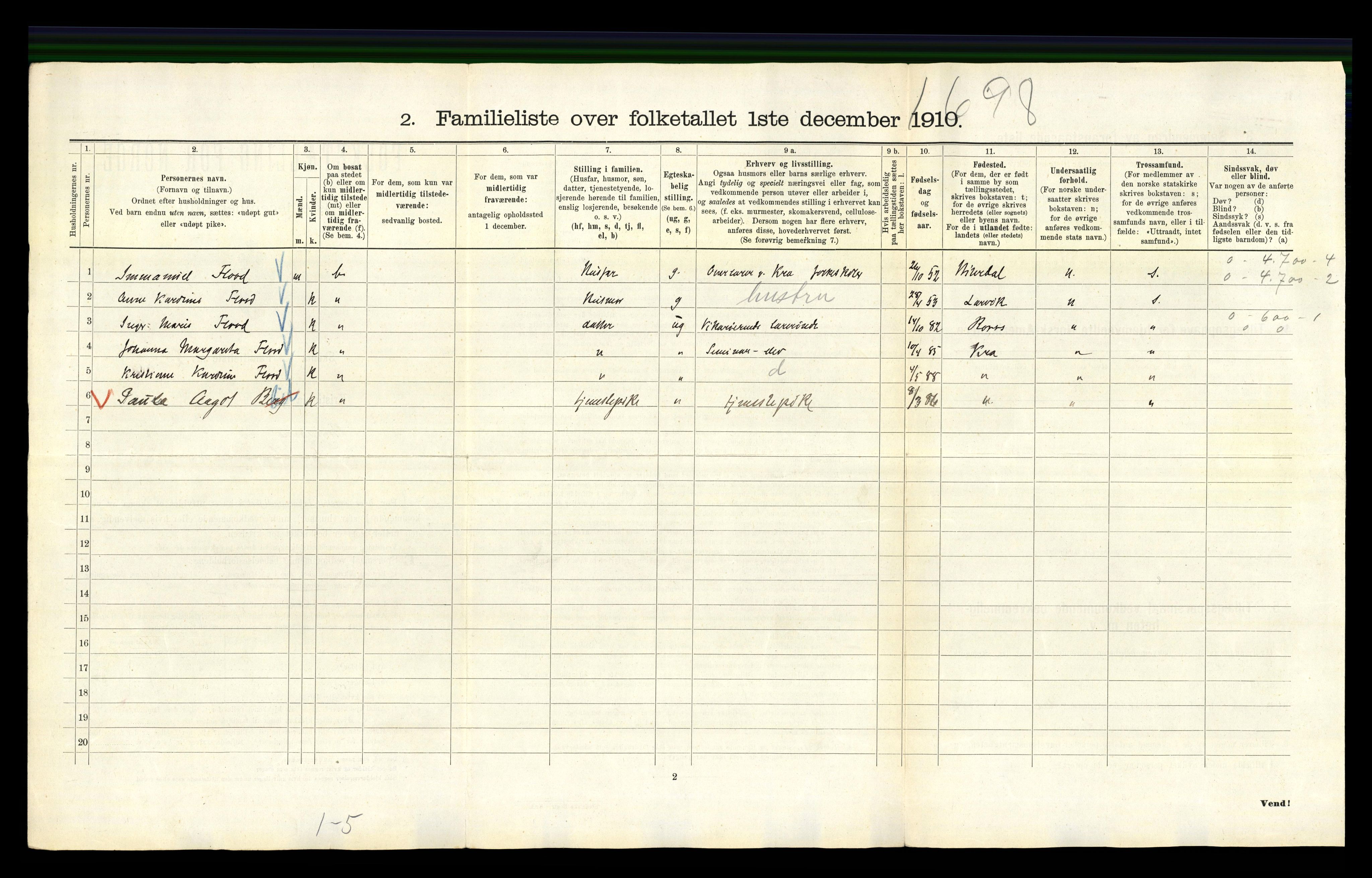 RA, 1910 census for Kristiania, 1910, p. 5484