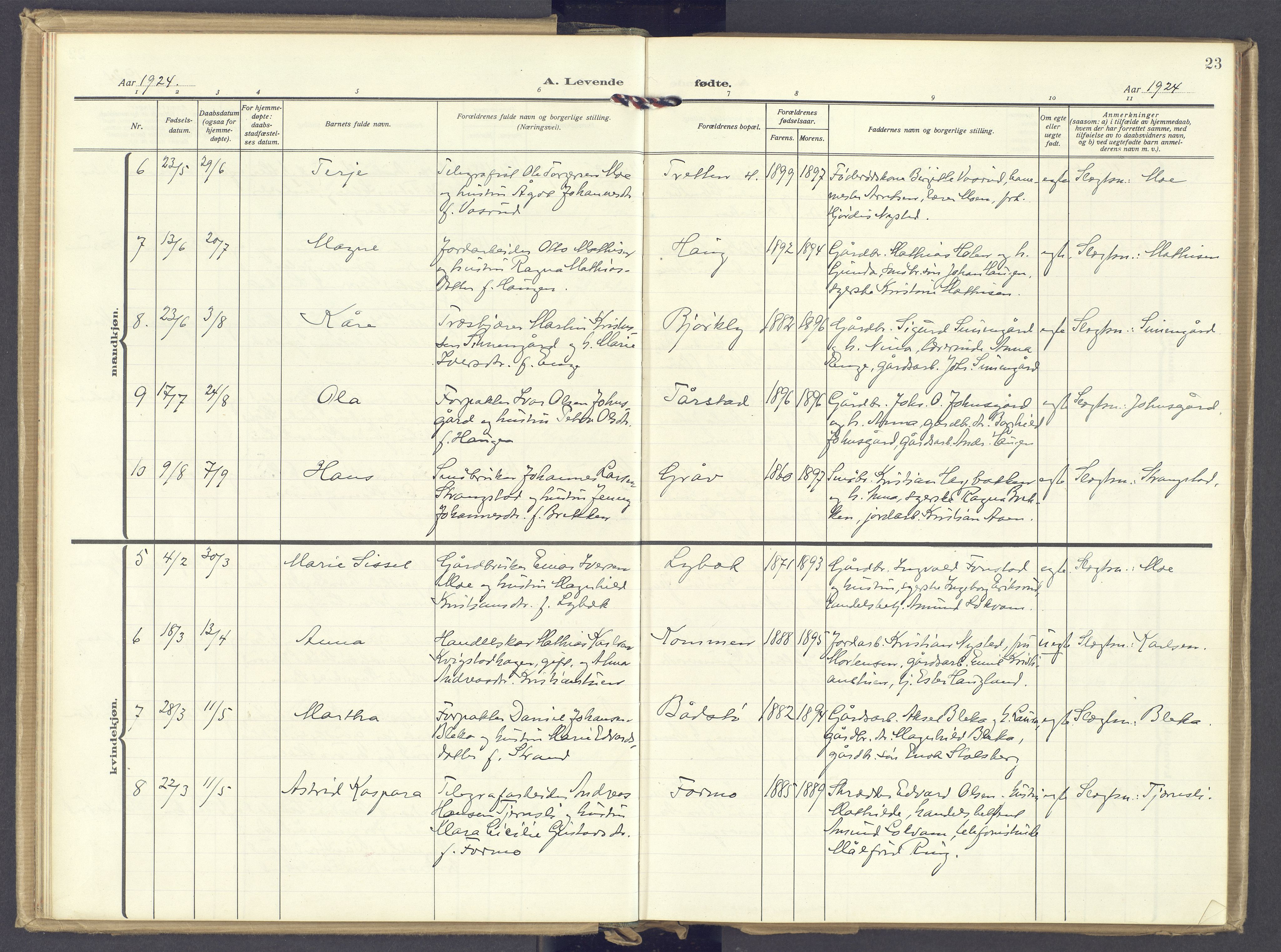 Øyer prestekontor, AV/SAH-PREST-084/H/Ha/Haa/L0014: Parish register (official) no. 14, 1919-1932, p. 23